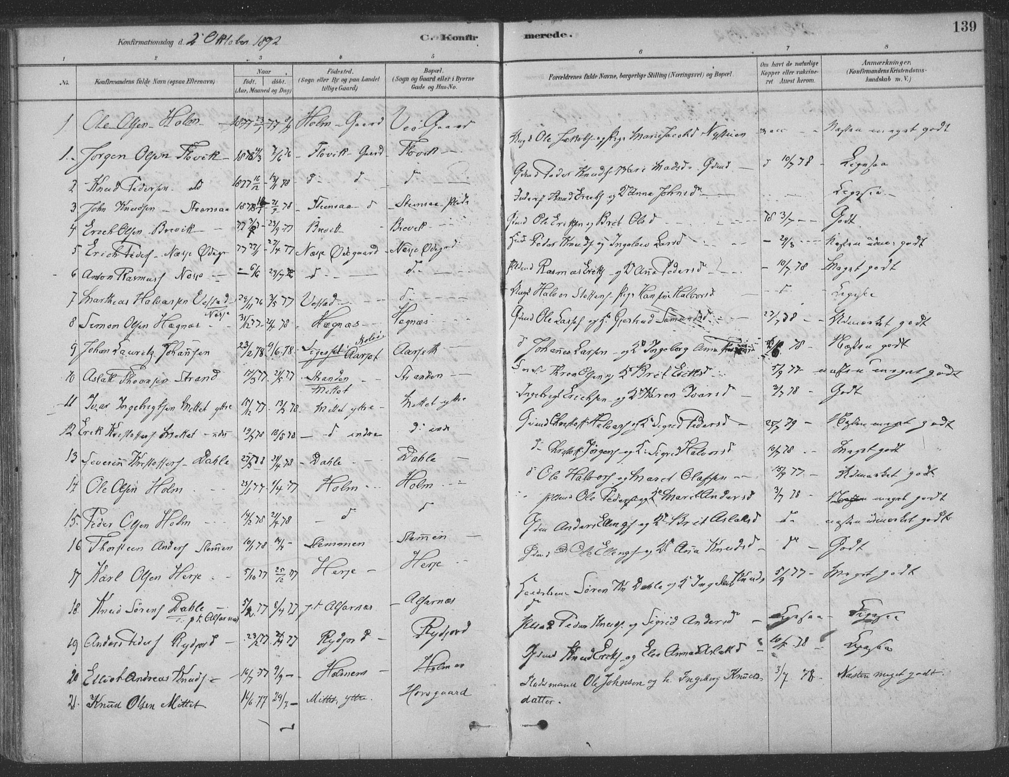 Ministerialprotokoller, klokkerbøker og fødselsregistre - Møre og Romsdal, AV/SAT-A-1454/547/L0604: Ministerialbok nr. 547A06, 1878-1906, s. 139