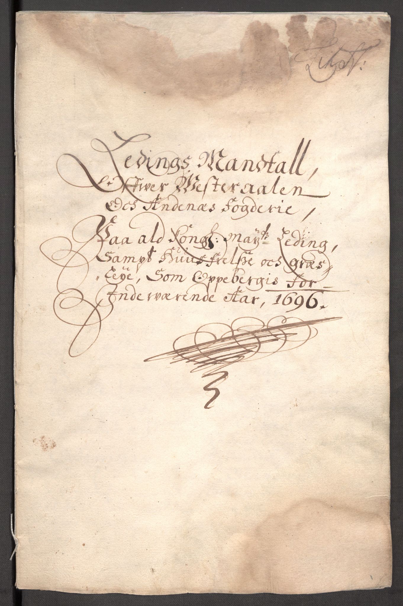 Rentekammeret inntil 1814, Reviderte regnskaper, Fogderegnskap, RA/EA-4092/R67/L4678: Fogderegnskap Vesterålen, Andenes og Lofoten, 1696-1708, s. 96