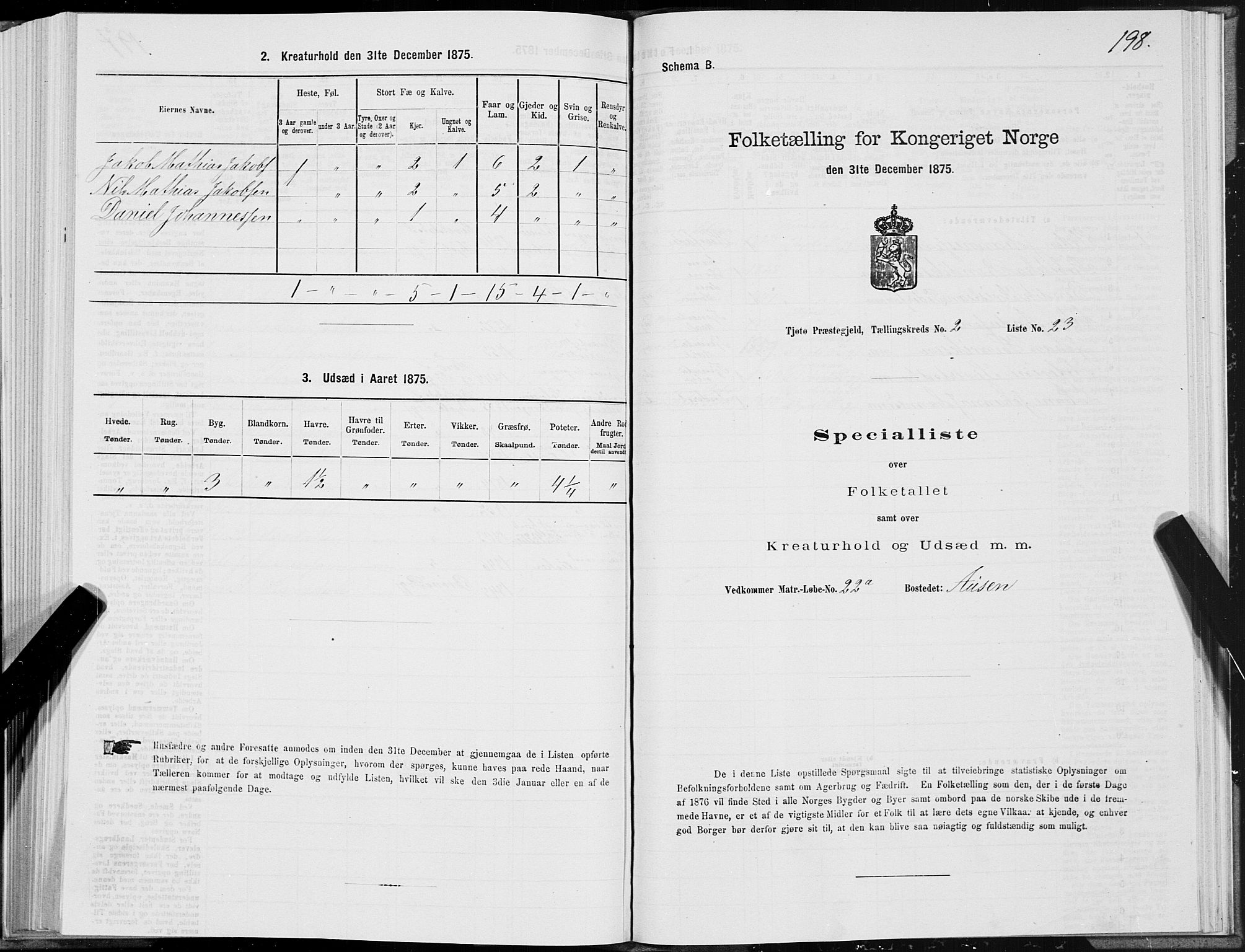 SAT, Folketelling 1875 for 1817P Tjøtta prestegjeld, 1875, s. 1198