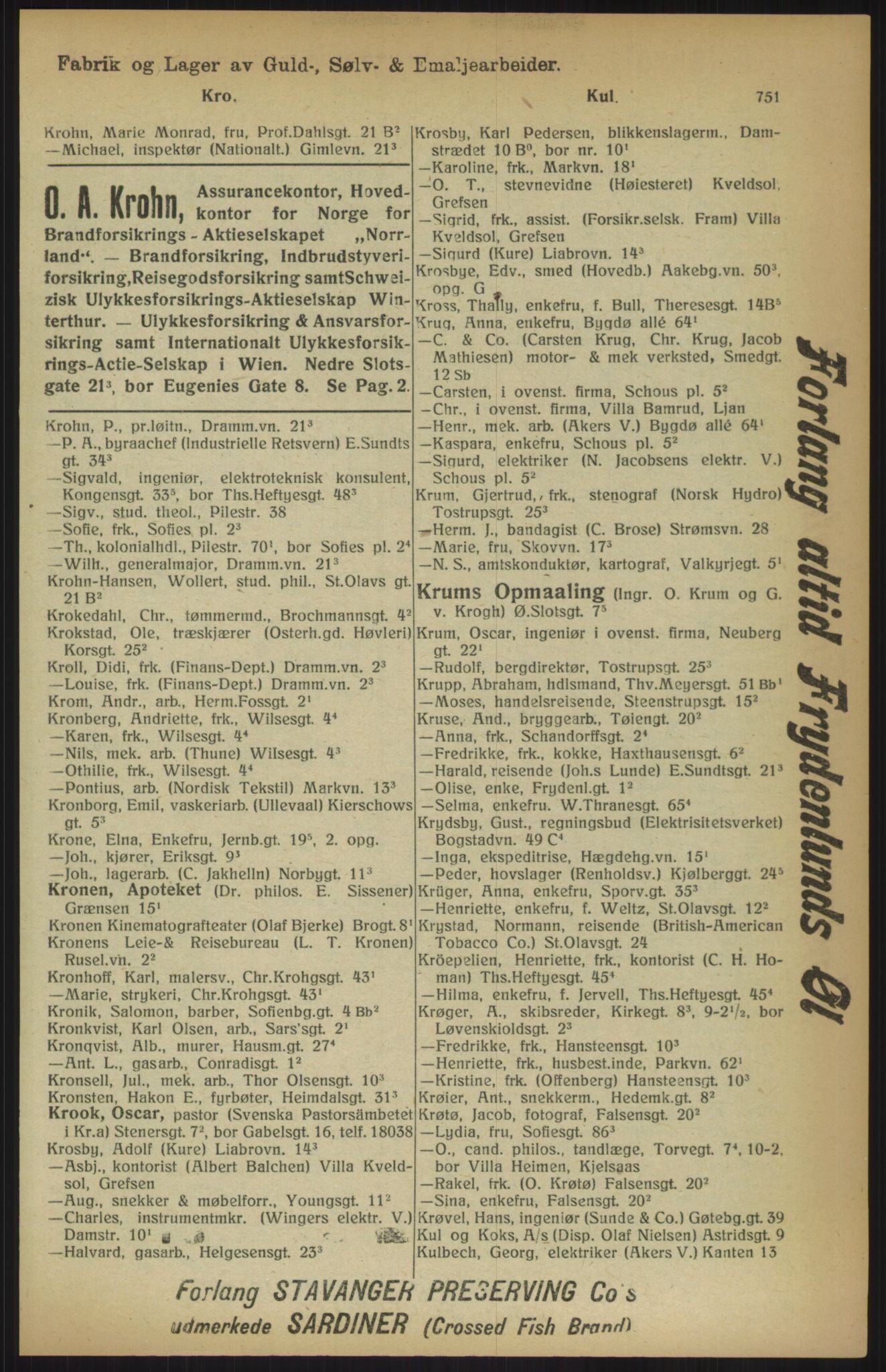 Kristiania/Oslo adressebok, PUBL/-, 1915, s. 751