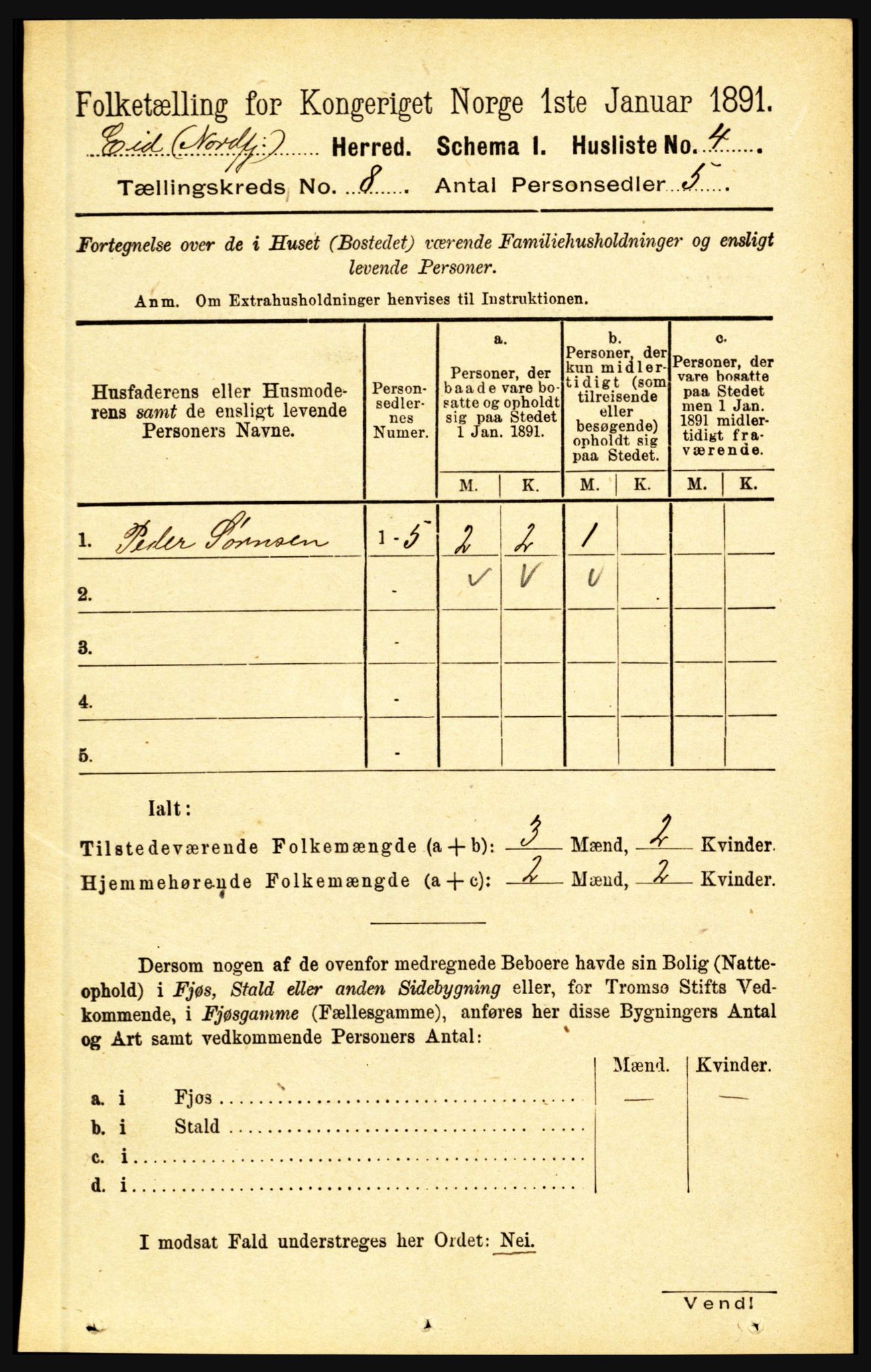 RA, Folketelling 1891 for 1443 Eid herred, 1891, s. 1952