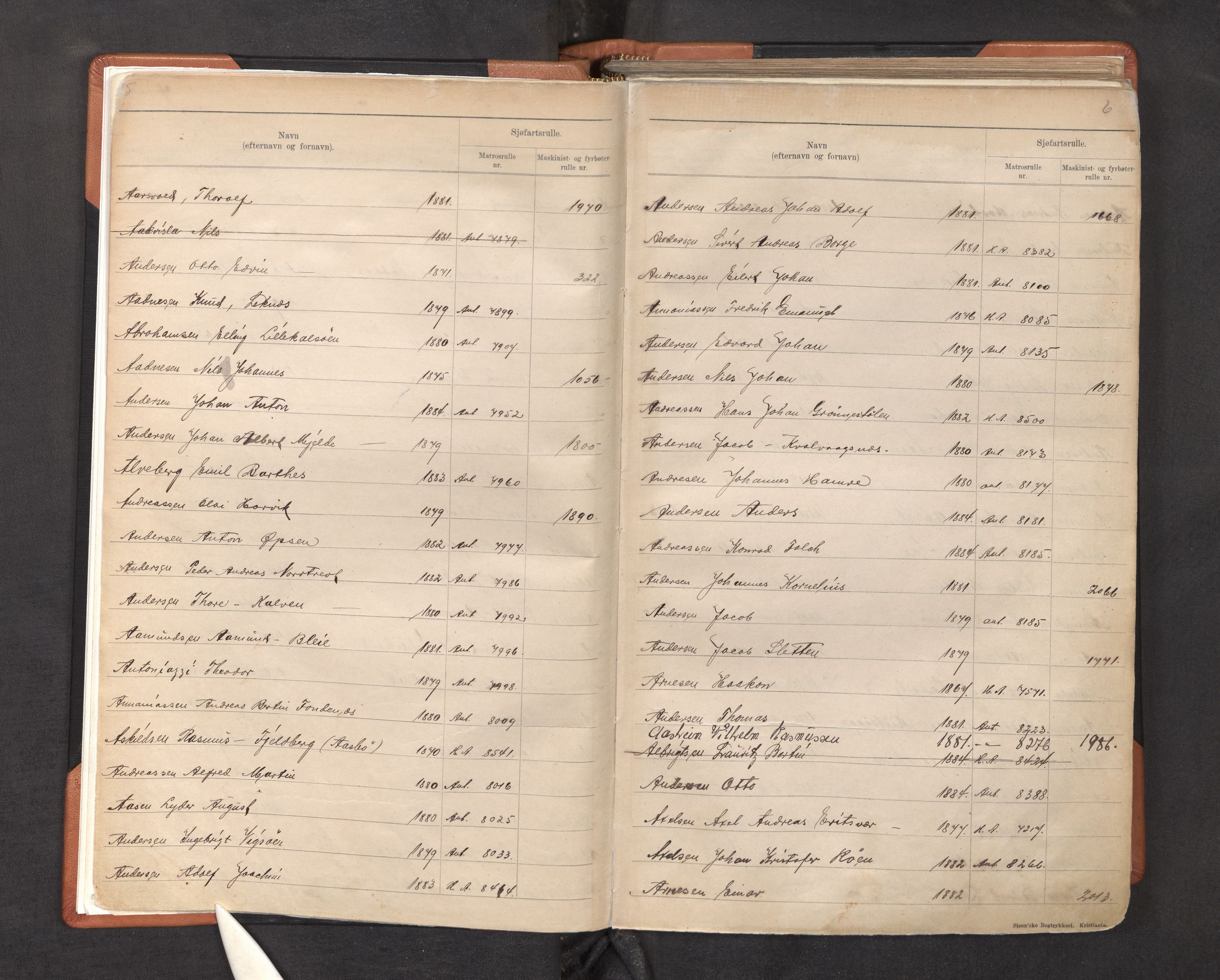 Innrulleringssjefen i Bergen, AV/SAB-A-100050/F/Fa/L0003: Register til sjøfarts-annotasjonsrulle for Bergen krets, 1897-1919