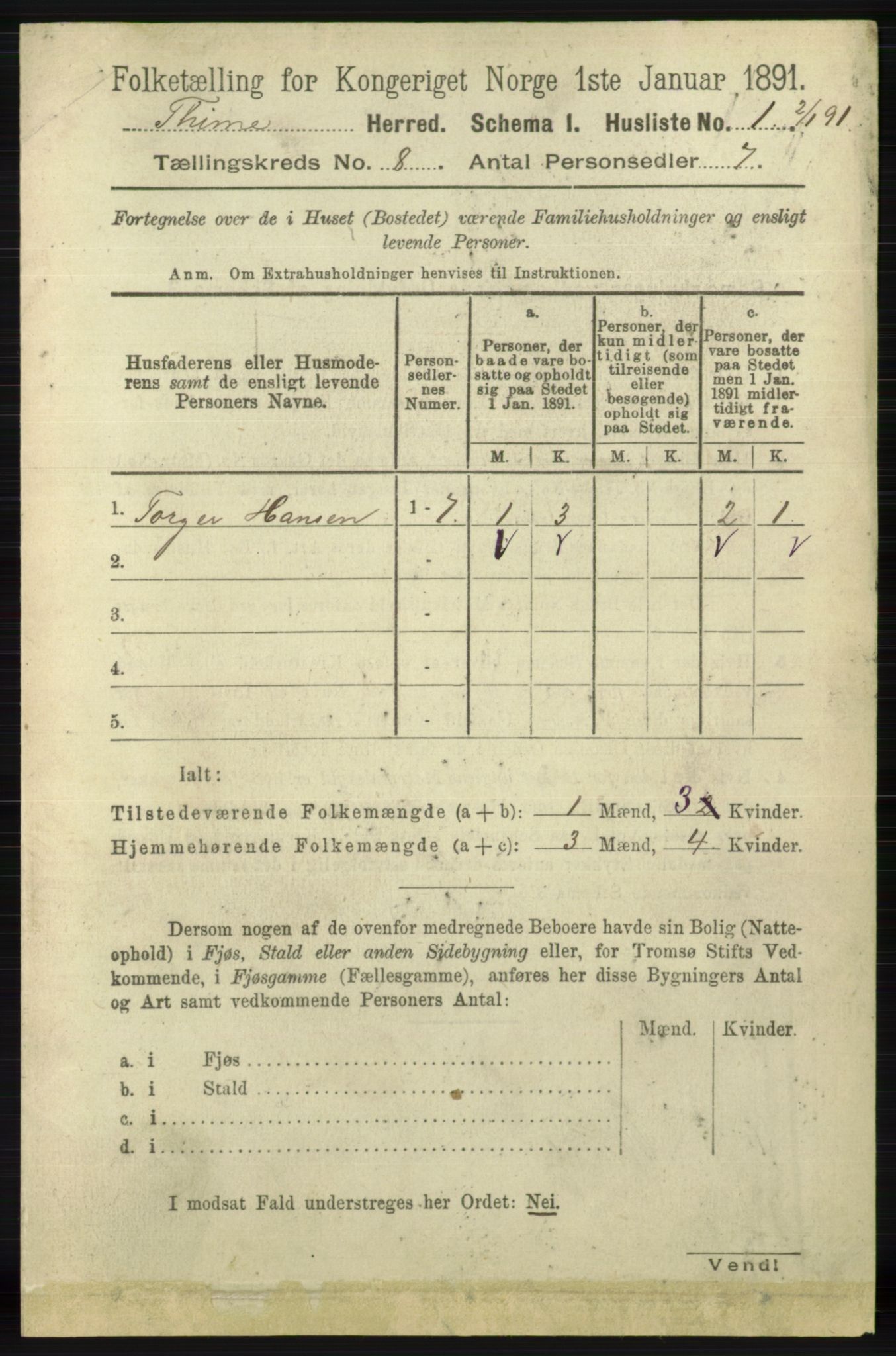 RA, Folketelling 1891 for 1121 Time herred, 1891, s. 2920