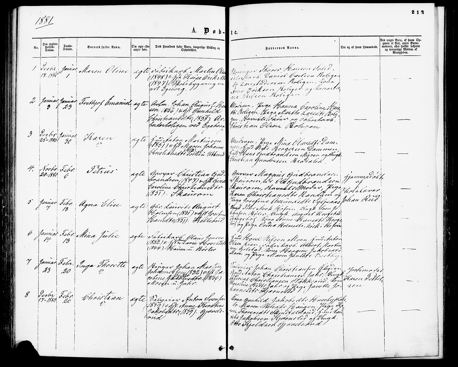 Enebakk prestekontor Kirkebøker, SAO/A-10171c/F/Fa/L0011: Ministerialbok nr. I 11, 1862-1882, s. 212