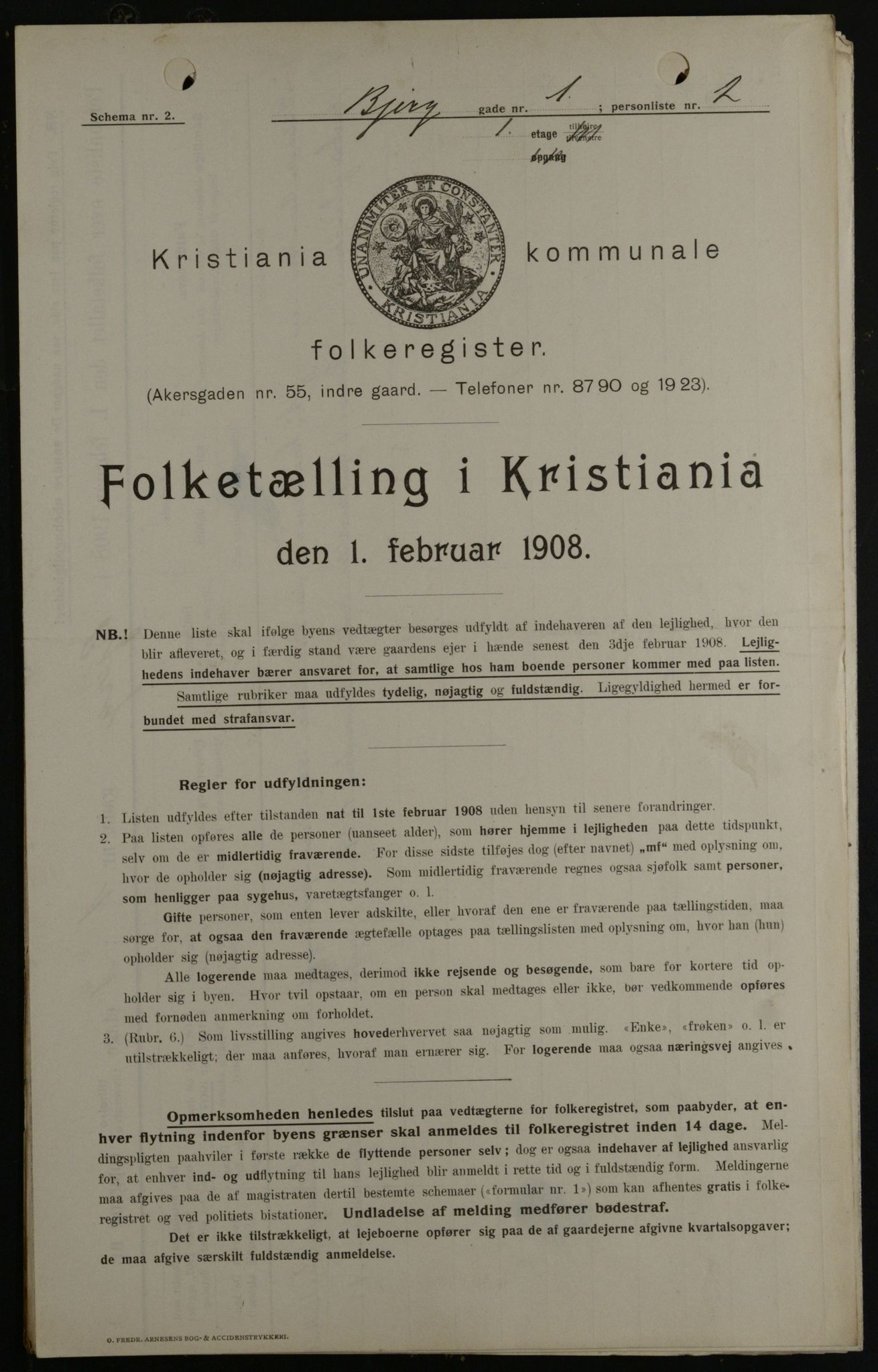 OBA, Kommunal folketelling 1.2.1908 for Kristiania kjøpstad, 1908, s. 5356