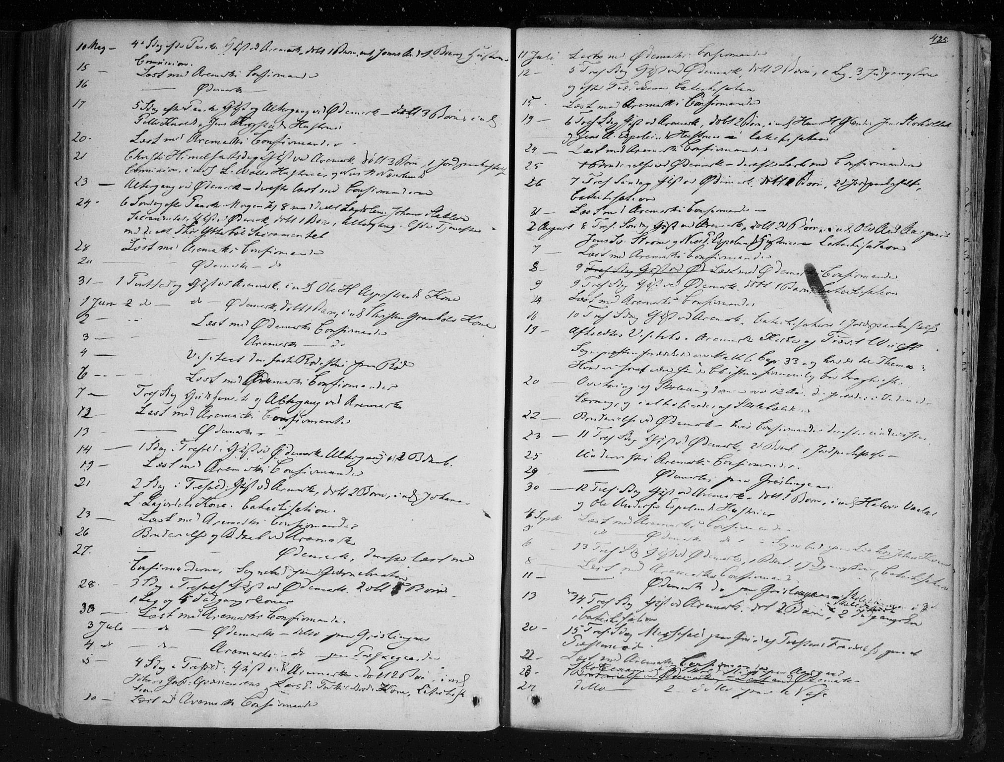 Aremark prestekontor Kirkebøker, AV/SAO-A-10899/F/Fc/L0003: Ministerialbok nr. III 3, 1850-1865, s. 425