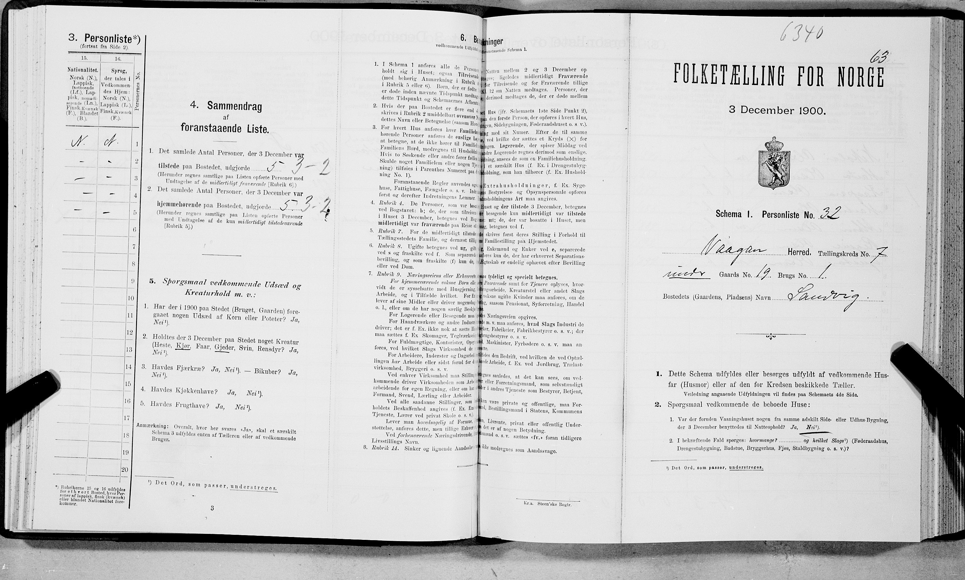 SAT, Folketelling 1900 for 1865 Vågan herred, 1900, s. 961