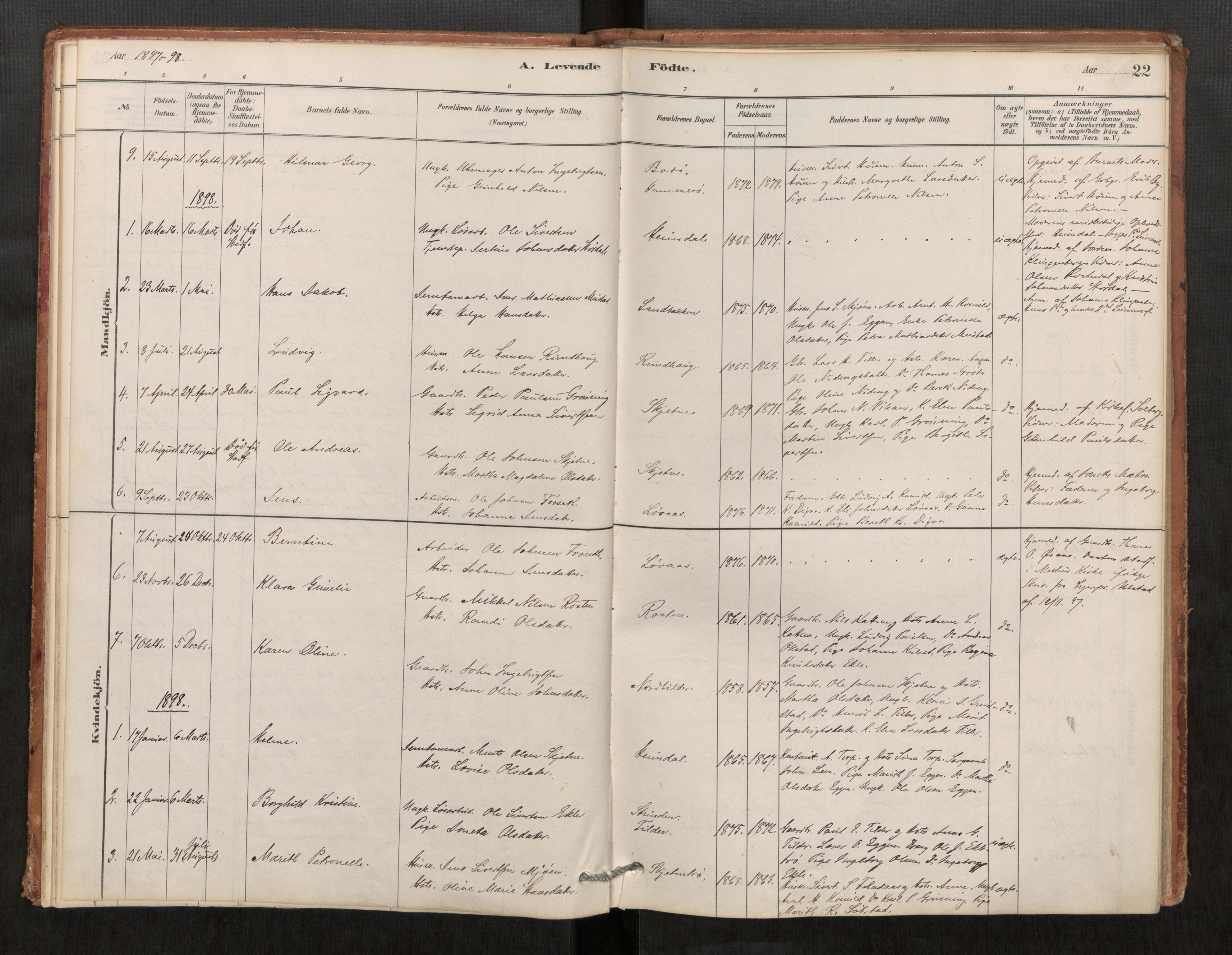 Klæbu sokneprestkontor, AV/SAT-A-1112: Ministerialbok nr. 1, 1880-1900, s. 22