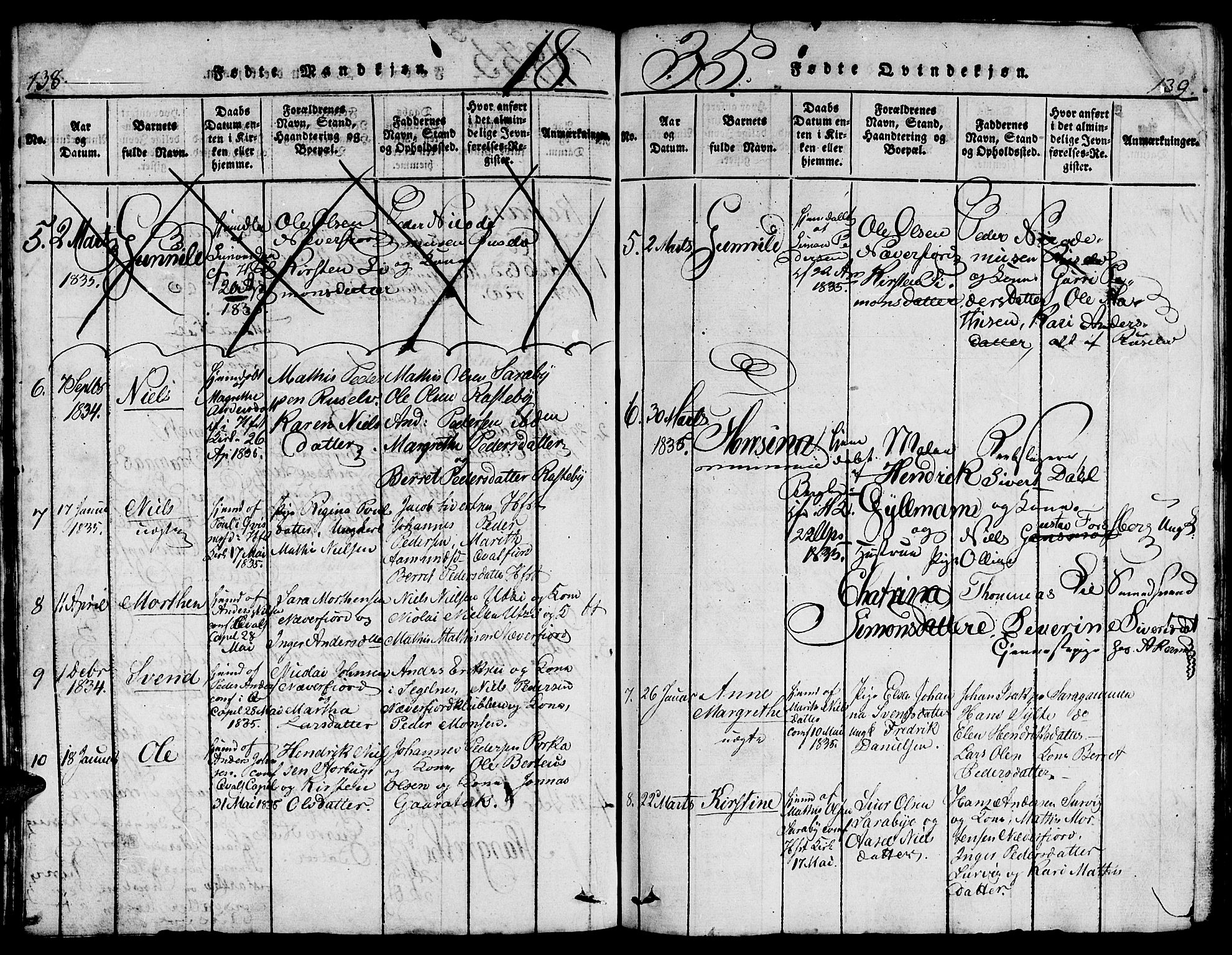 Hammerfest sokneprestkontor, SATØ/S-1347/H/Hb/L0001.klokk: Klokkerbok nr. 1, 1822-1850, s. 138-139