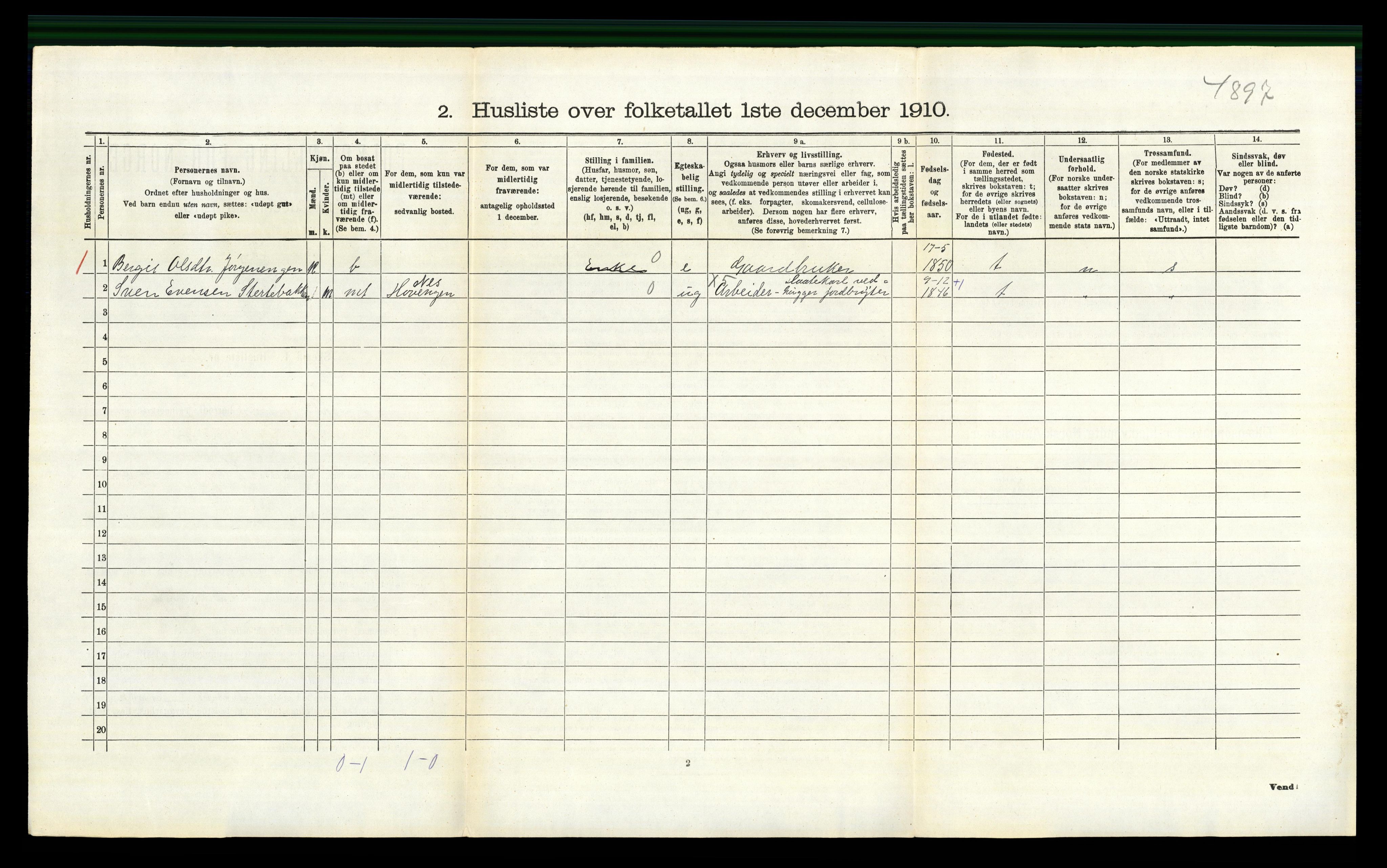 RA, Folketelling 1910 for 0616 Nes herred, 1910, s. 771