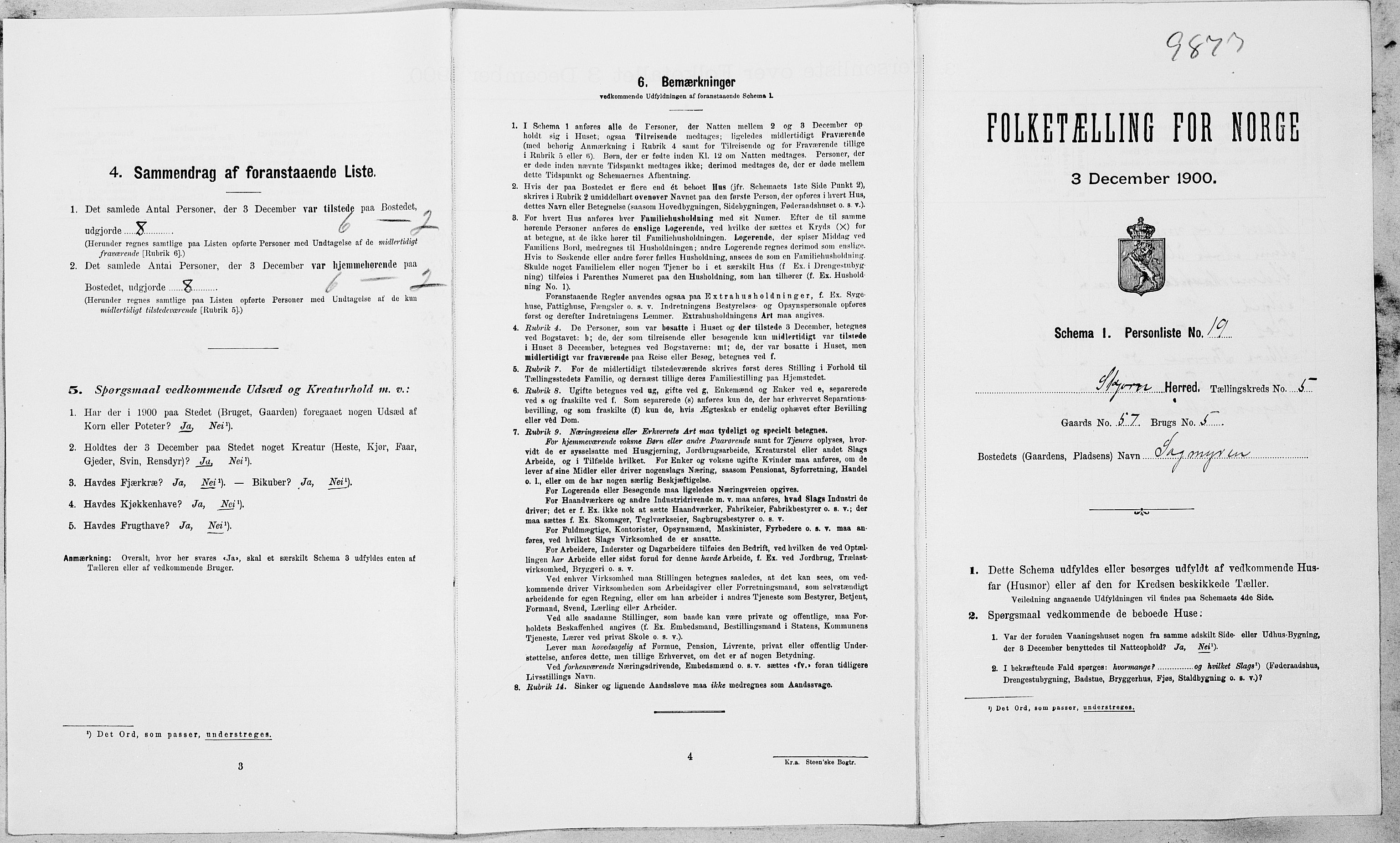 SAT, Folketelling 1900 for 1626 Stjørna herred, 1900, s. 448