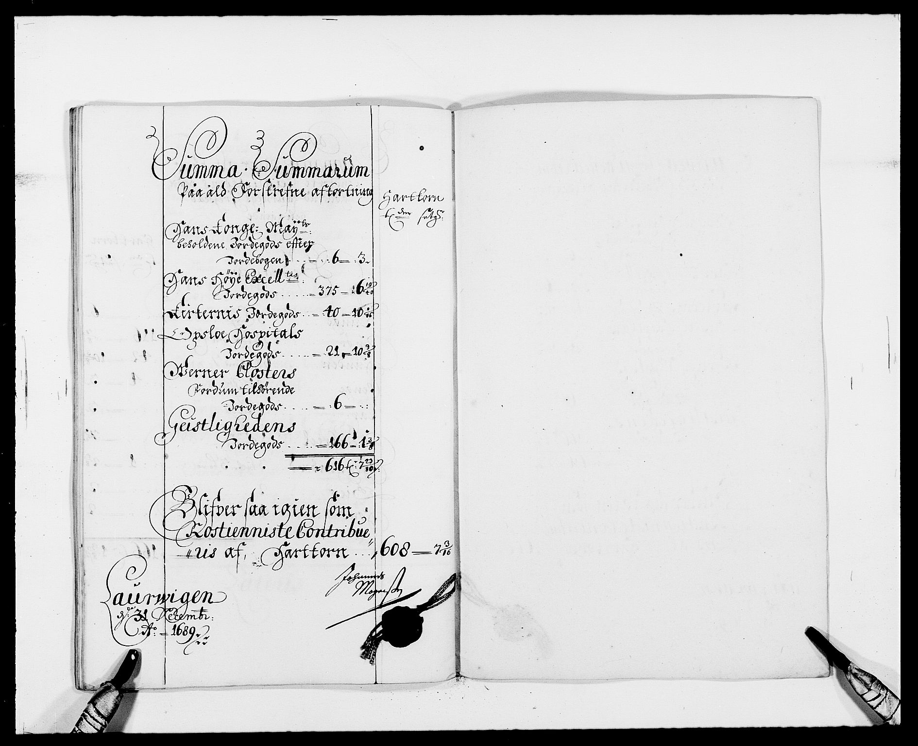 Rentekammeret inntil 1814, Reviderte regnskaper, Fogderegnskap, RA/EA-4092/R33/L1971: Fogderegnskap Larvik grevskap, 1688-1689, s. 314