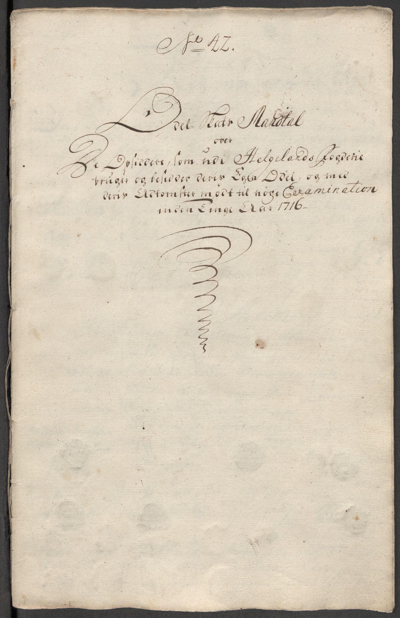 Rentekammeret inntil 1814, Reviderte regnskaper, Fogderegnskap, RA/EA-4092/R65/L4514: Fogderegnskap Helgeland, 1716, s. 285