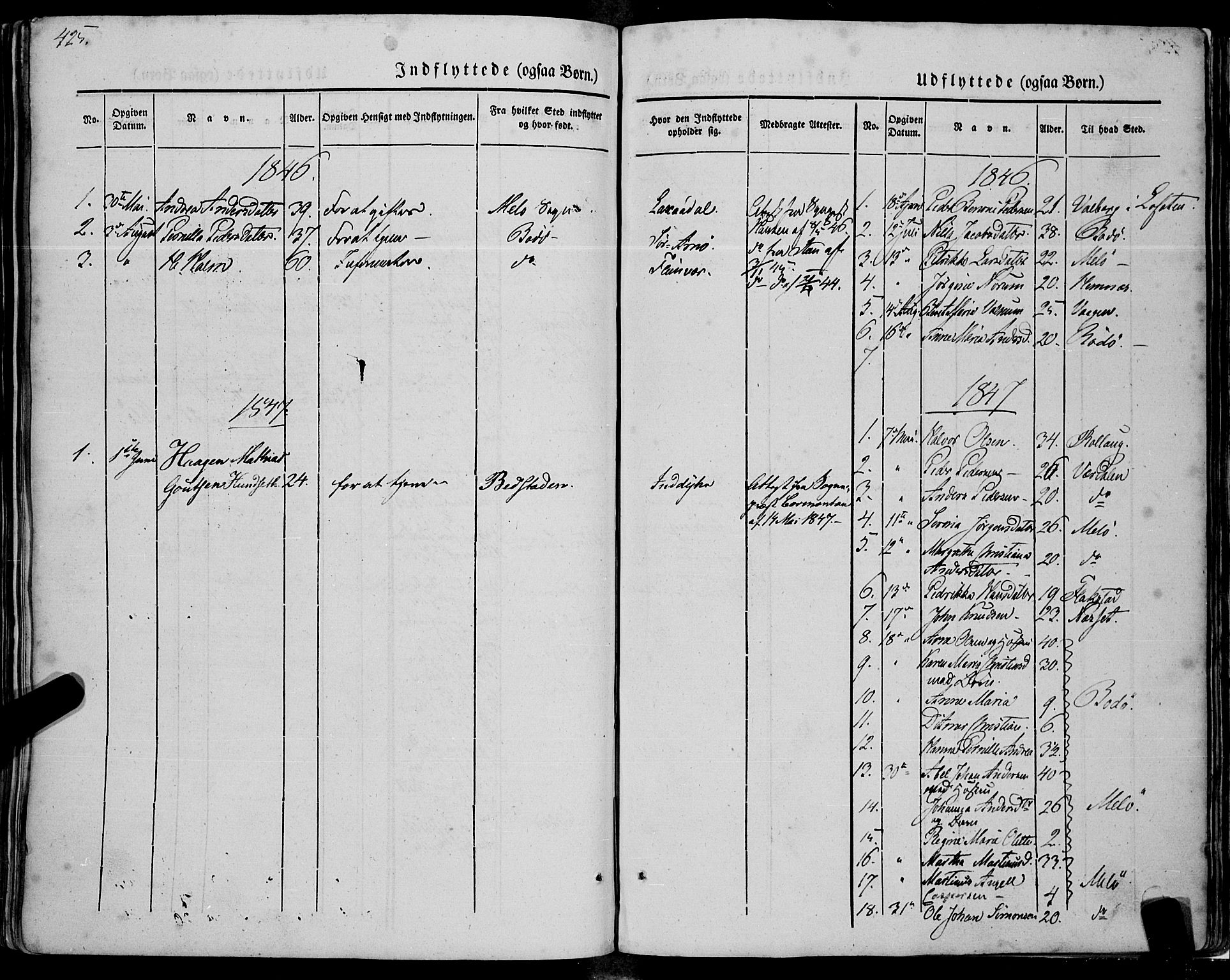 Ministerialprotokoller, klokkerbøker og fødselsregistre - Nordland, SAT/A-1459/805/L0097: Ministerialbok nr. 805A04, 1837-1861, s. 425