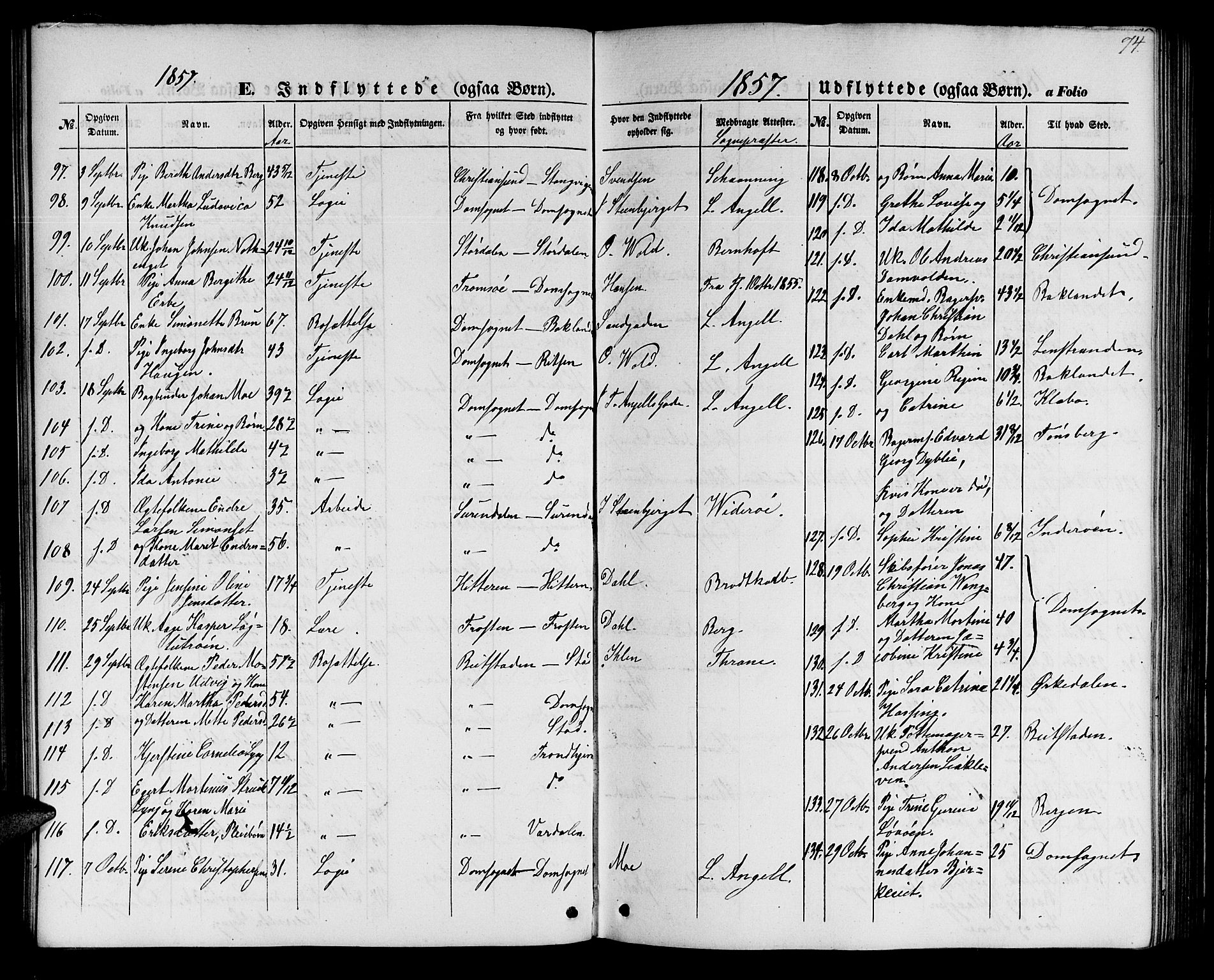Ministerialprotokoller, klokkerbøker og fødselsregistre - Sør-Trøndelag, SAT/A-1456/602/L0113: Ministerialbok nr. 602A11, 1849-1861, s. 74