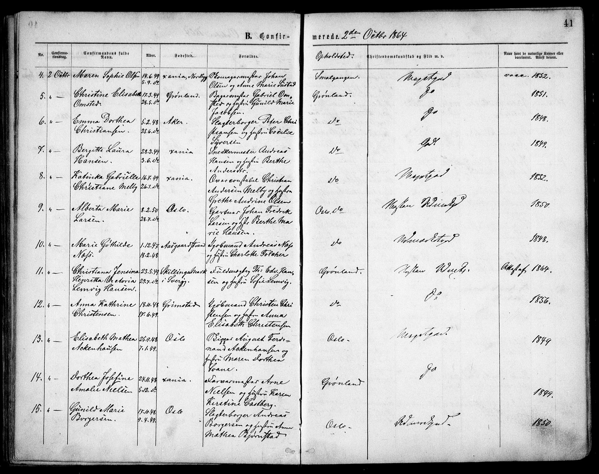 Grønland prestekontor Kirkebøker, AV/SAO-A-10848/F/Fa/L0003: Ministerialbok nr. 3, 1862-1868, s. 41