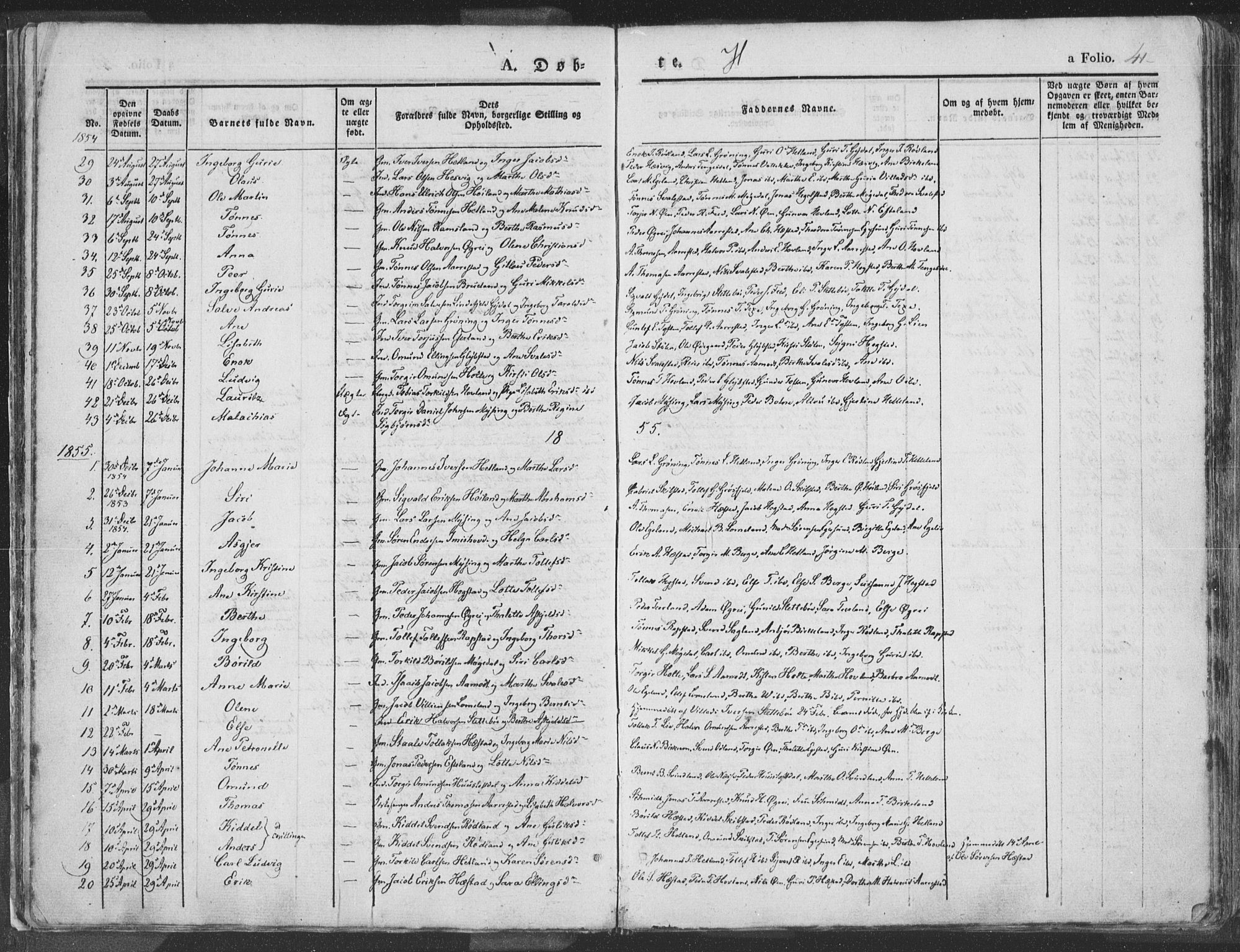 Helleland sokneprestkontor, SAST/A-101810: Ministerialbok nr. A 6.1, 1834-1863, s. 41