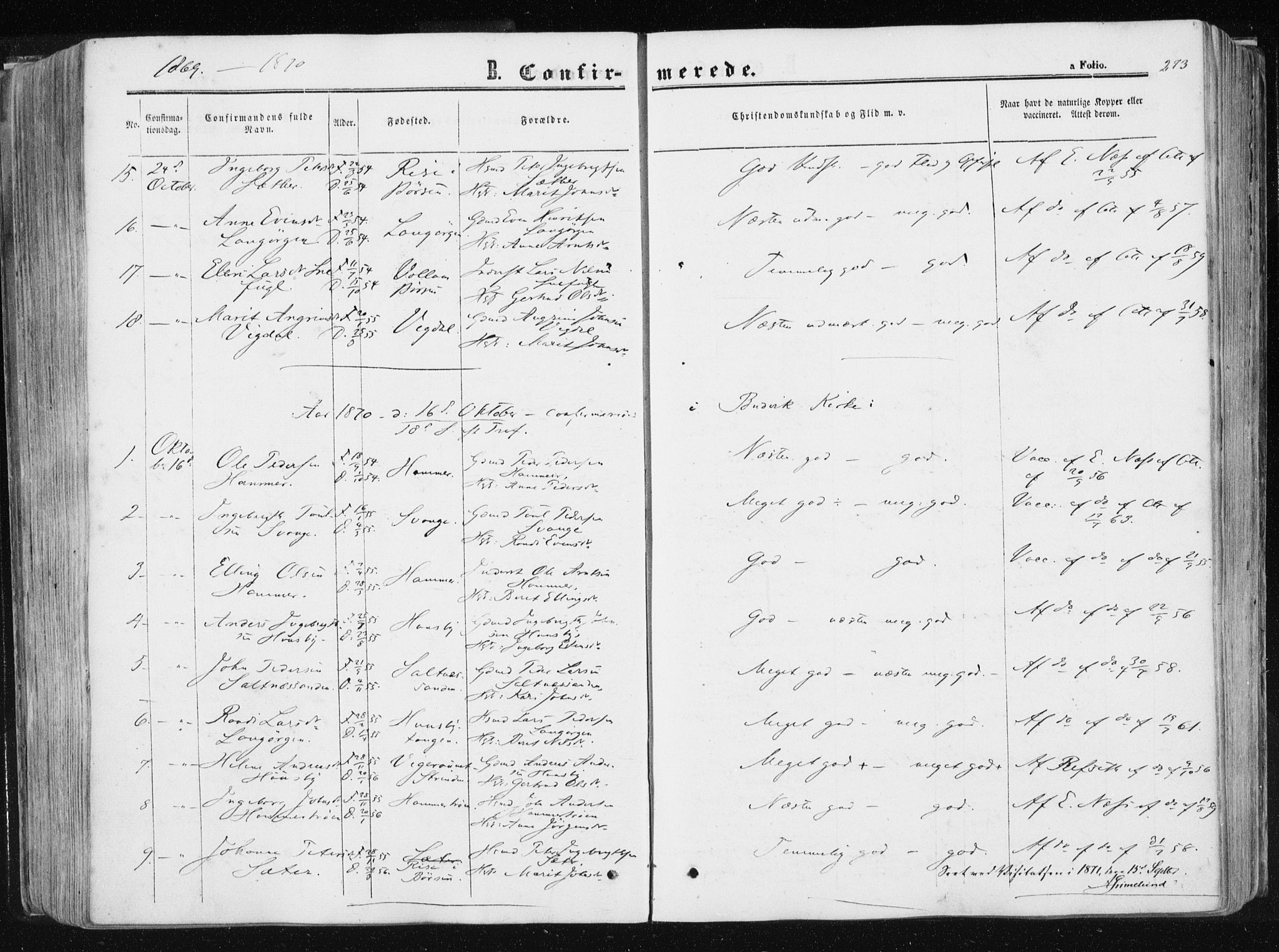 Ministerialprotokoller, klokkerbøker og fødselsregistre - Sør-Trøndelag, SAT/A-1456/612/L0377: Ministerialbok nr. 612A09, 1859-1877, s. 273