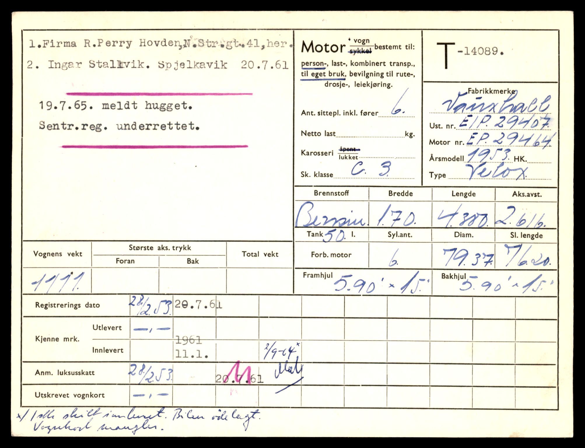 Møre og Romsdal vegkontor - Ålesund trafikkstasjon, AV/SAT-A-4099/F/Fe/L0043: Registreringskort for kjøretøy T 14080 - T 14204, 1927-1998, s. 239