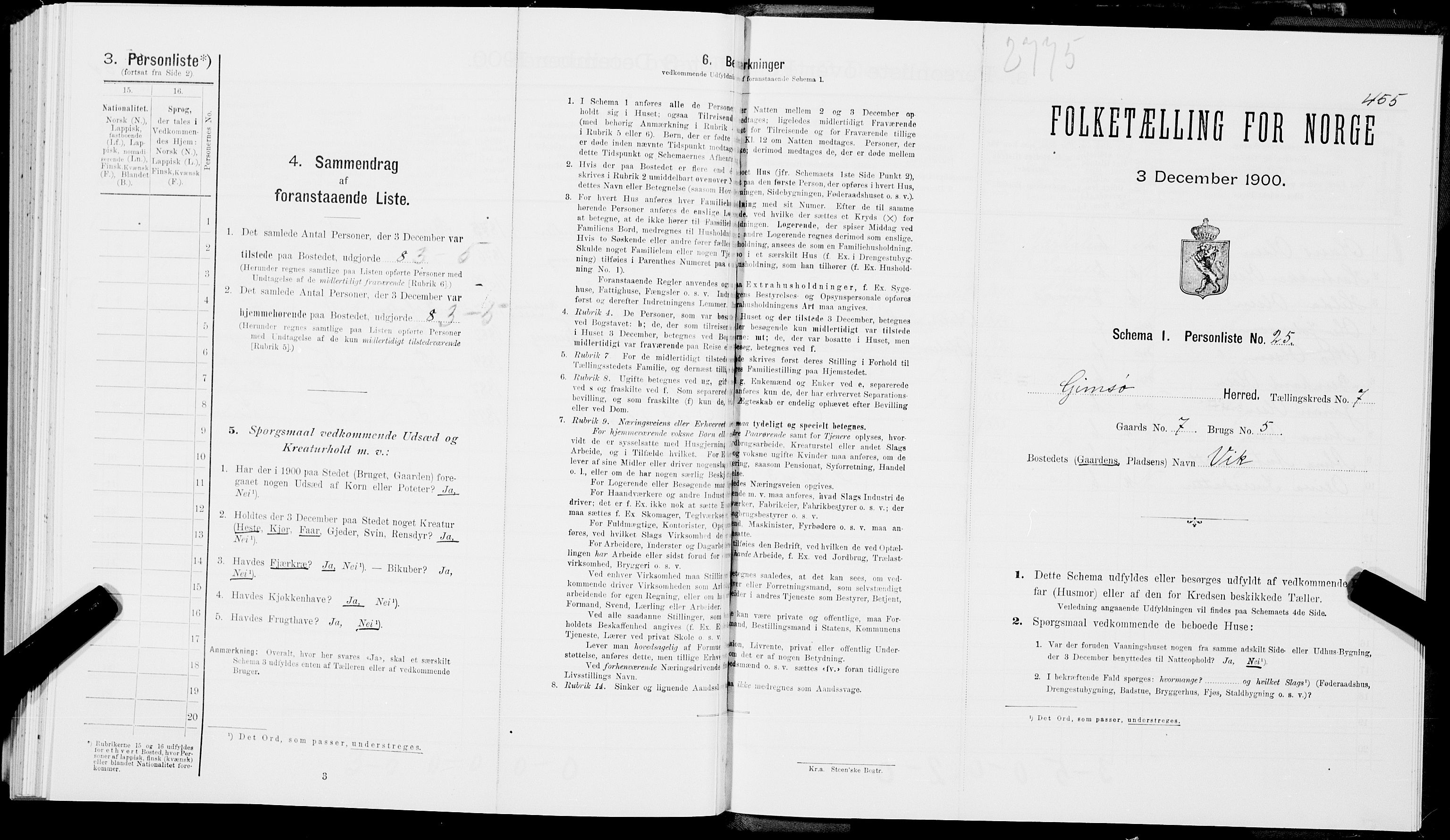 SAT, Folketelling 1900 for 1864 Gimsøy herred, 1900, s. 472