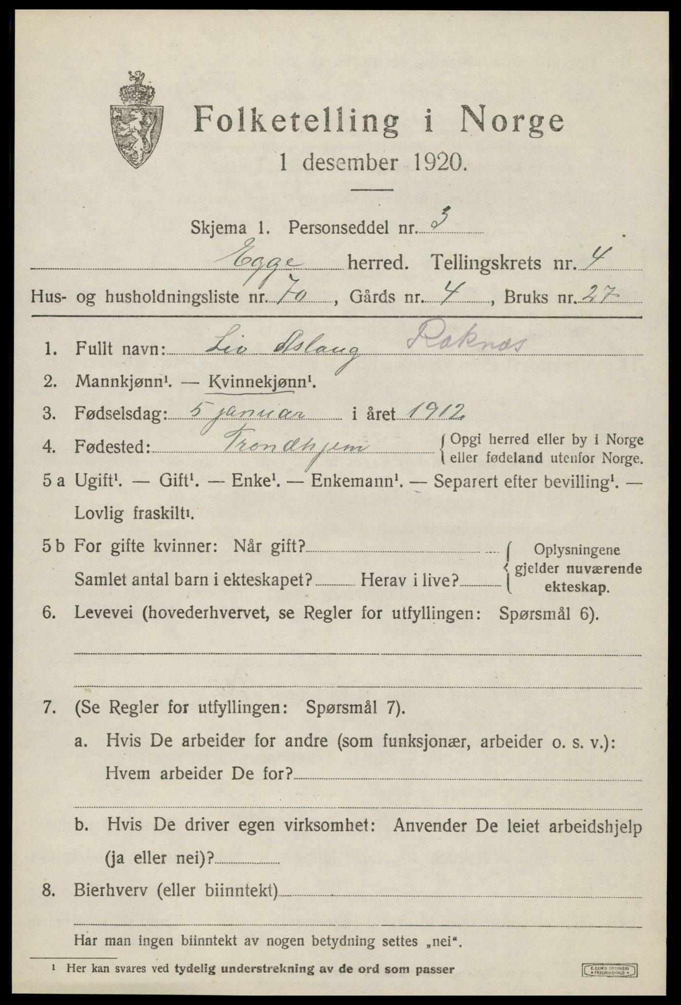 SAT, Folketelling 1920 for 1733 Egge herred, 1920, s. 3322