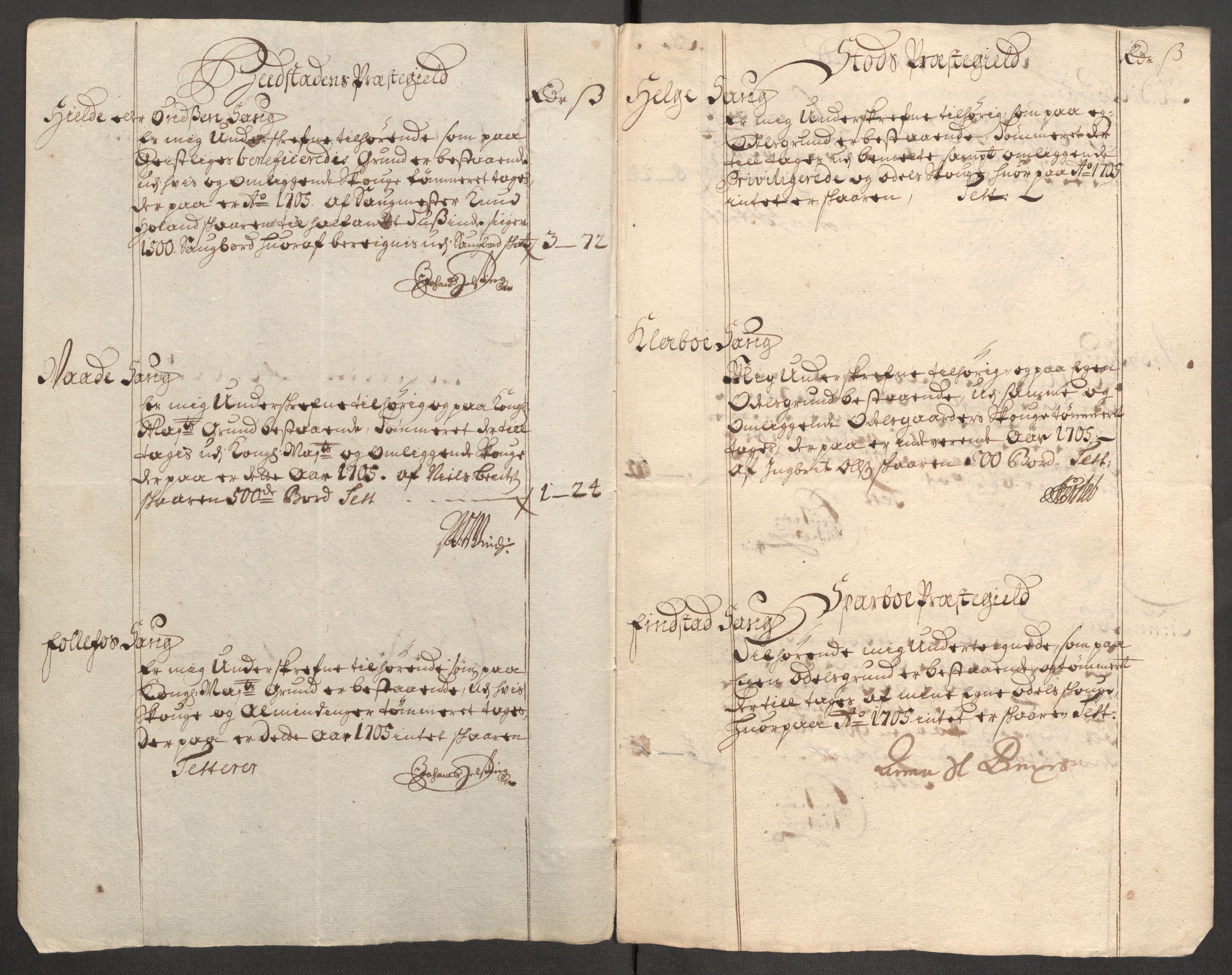 Rentekammeret inntil 1814, Reviderte regnskaper, Fogderegnskap, RA/EA-4092/R63/L4314: Fogderegnskap Inderøy, 1705, s. 125