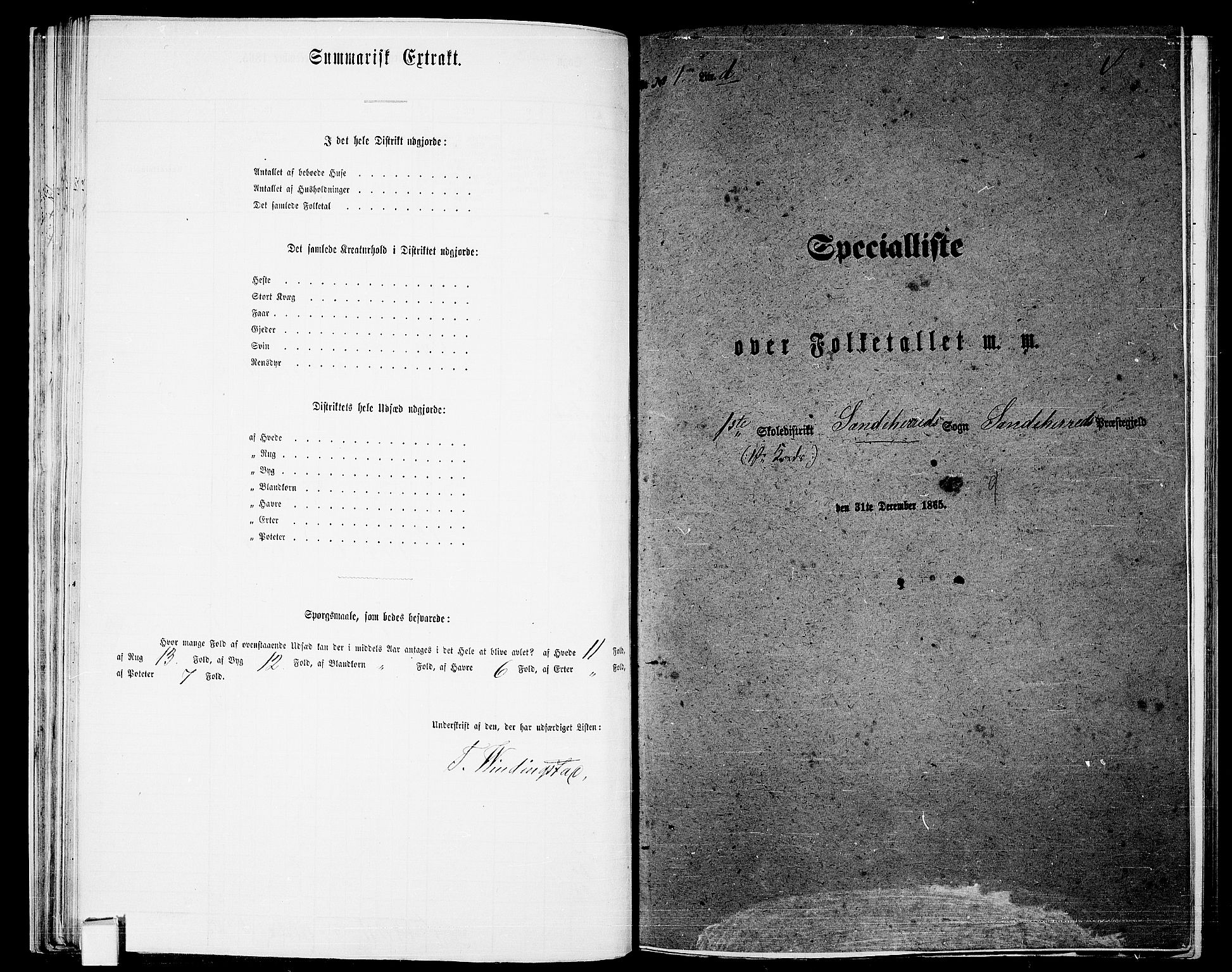 RA, Folketelling 1865 for 0724L Sandeherred prestegjeld, Sandeherred sokn, 1865, s. 47