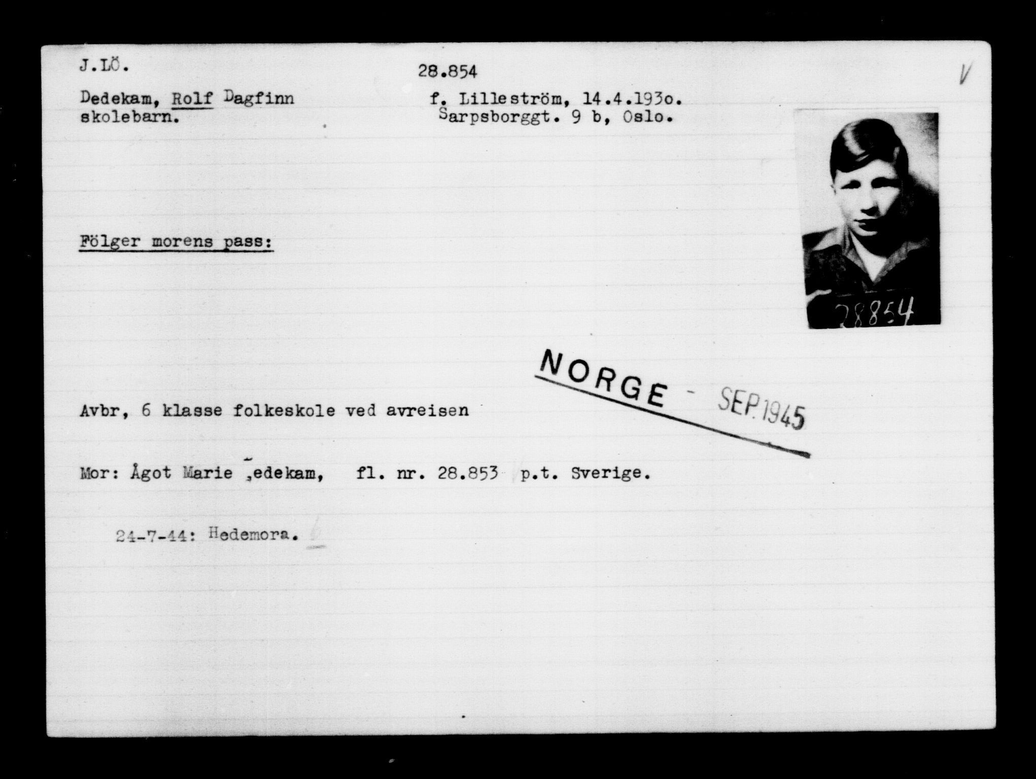 Utenriksstasjonene, Legasjonen i Stockholm, Flyktningkontoret, AV/RA-S-6753/V/Va/L0012: Kjesäterkartoteket, flyktninger med registreringsnr. 28300-31566, 1940-1945, s. 602