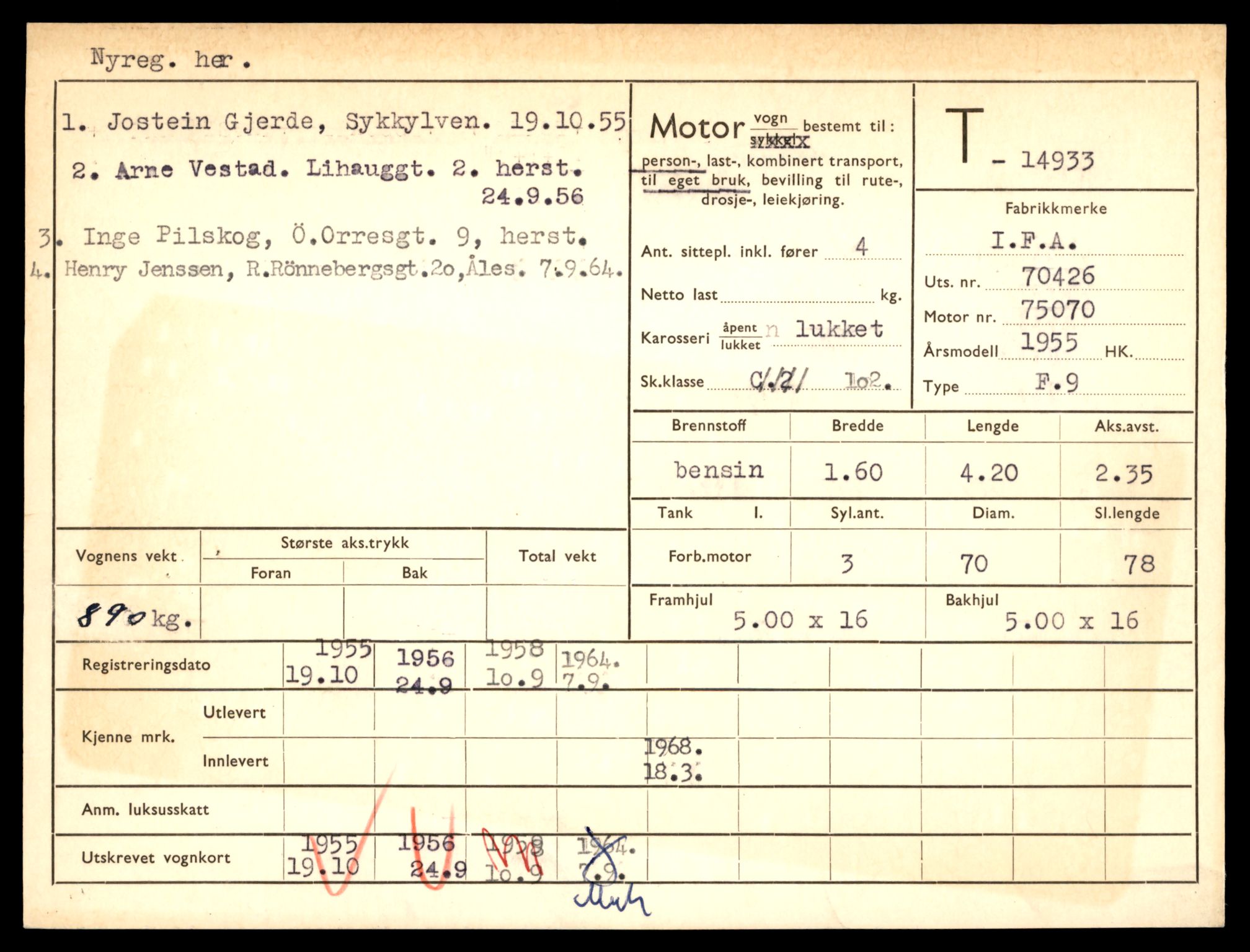 Møre og Romsdal vegkontor - Ålesund trafikkstasjon, AV/SAT-A-4099/F/Fe/L0049: Registreringskort for kjøretøy T 14864 - T 18613, 1927-1998, s. 1617