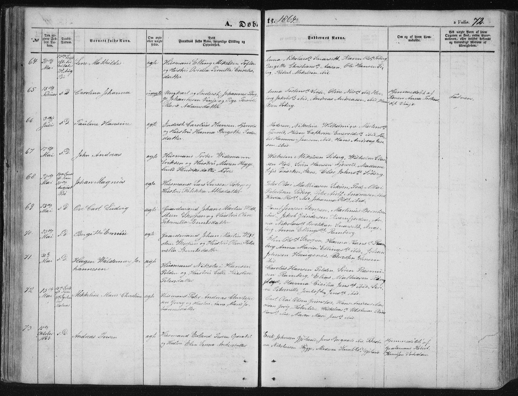 Ministerialprotokoller, klokkerbøker og fødselsregistre - Nordland, AV/SAT-A-1459/891/L1300: Ministerialbok nr. 891A05, 1856-1870, s. 72