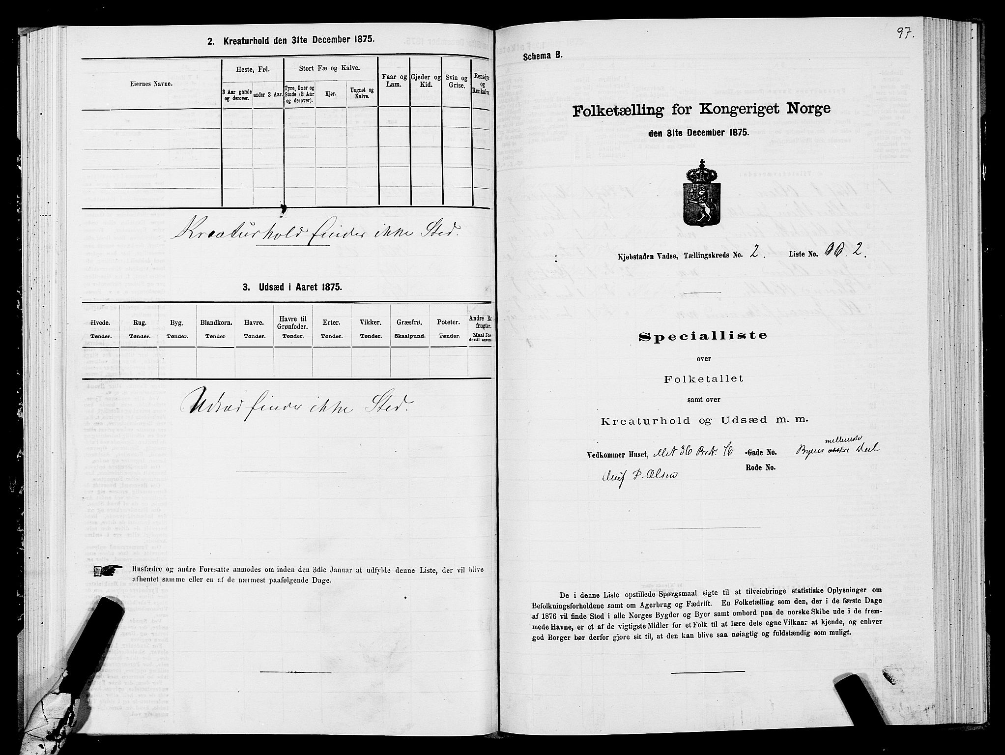 SATØ, Folketelling 1875 for 2003B Vadsø prestegjeld, Vadsø kjøpstad, 1875, s. 1097