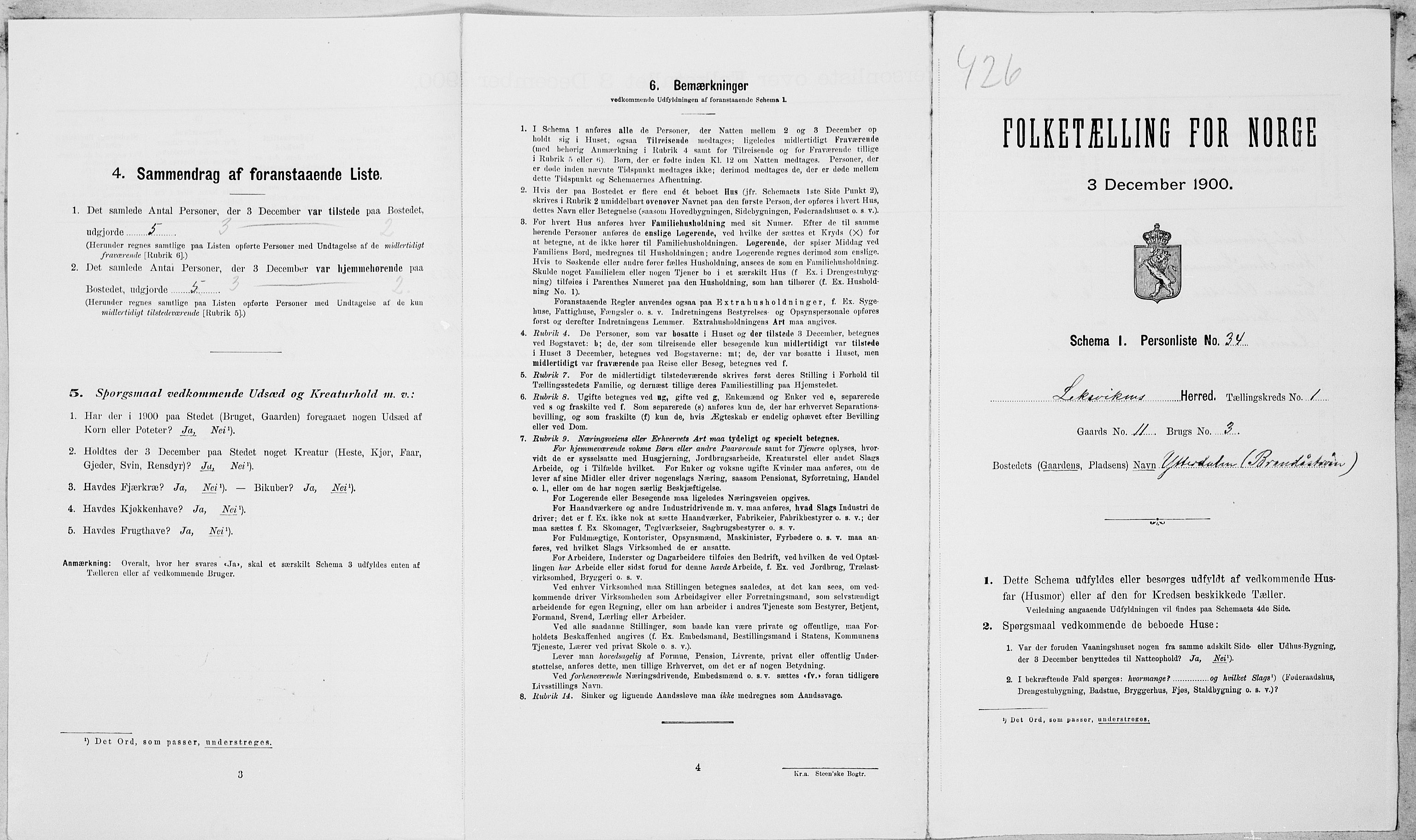 SAT, Folketelling 1900 for 1718 Leksvik herred, 1900, s. 134