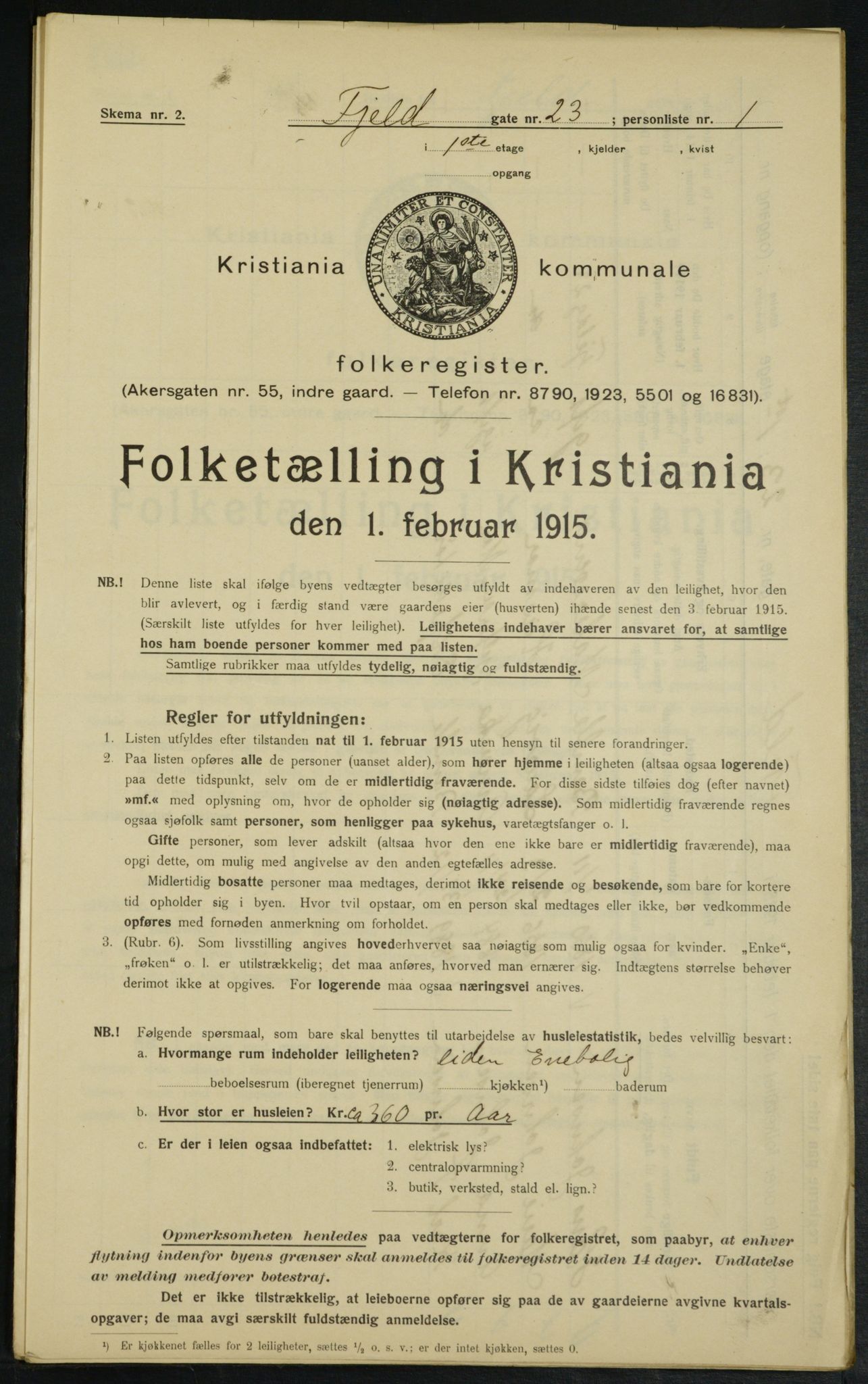 OBA, Kommunal folketelling 1.2.1915 for Kristiania, 1915, s. 24007