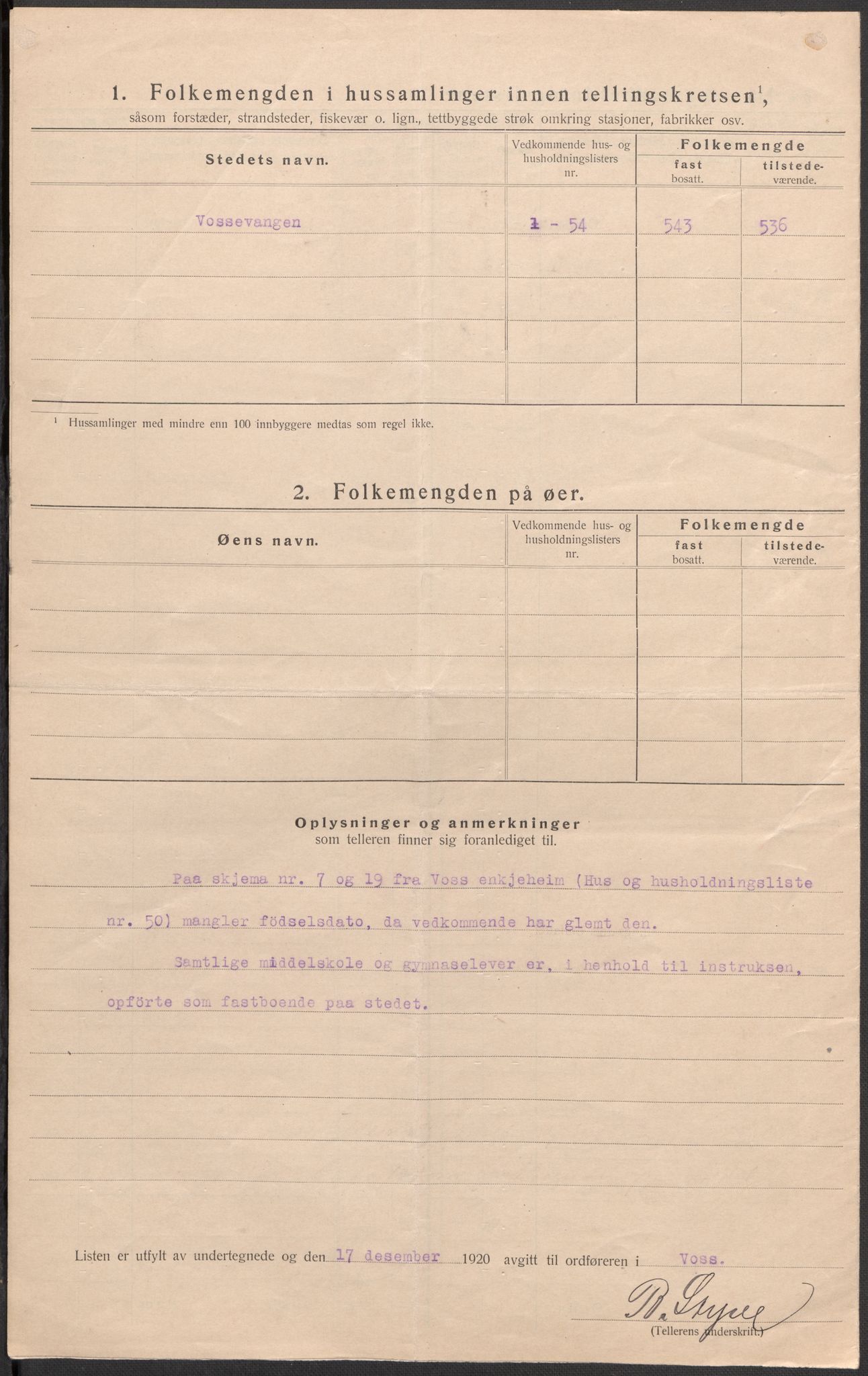 SAB, Folketelling 1920 for 1235 Voss herred, 1920, s. 25