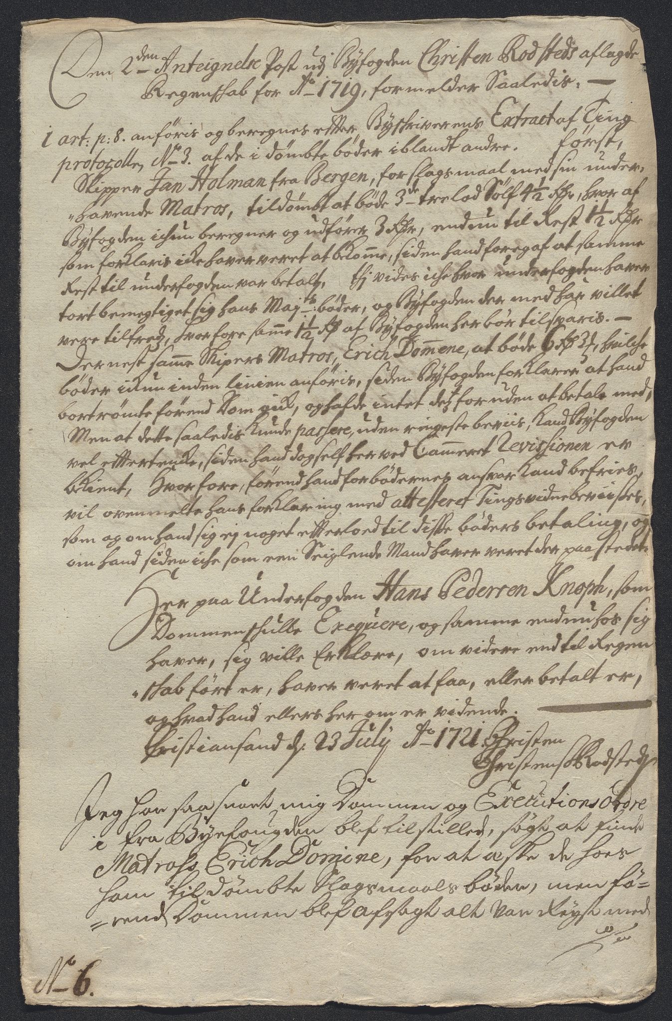 Rentekammeret inntil 1814, Reviderte regnskaper, Byregnskaper, AV/RA-EA-4066/R/Rm/L0286: [M19] Sikt og sakefall, 1719-1727, s. 125