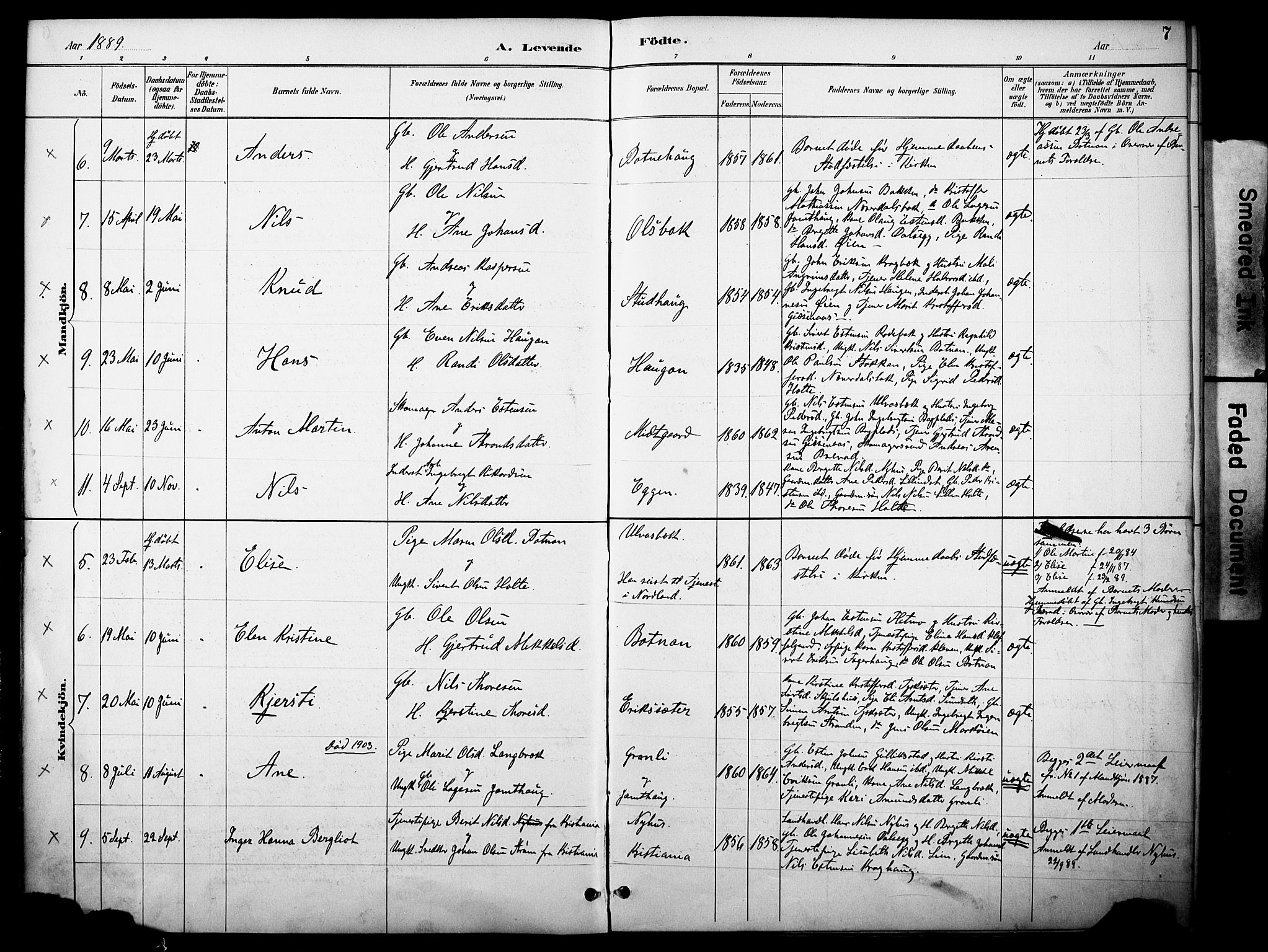 Kvikne prestekontor, AV/SAH-PREST-064/H/Ha/Haa/L0007: Ministerialbok nr. 7, 1887-1911, s. 7