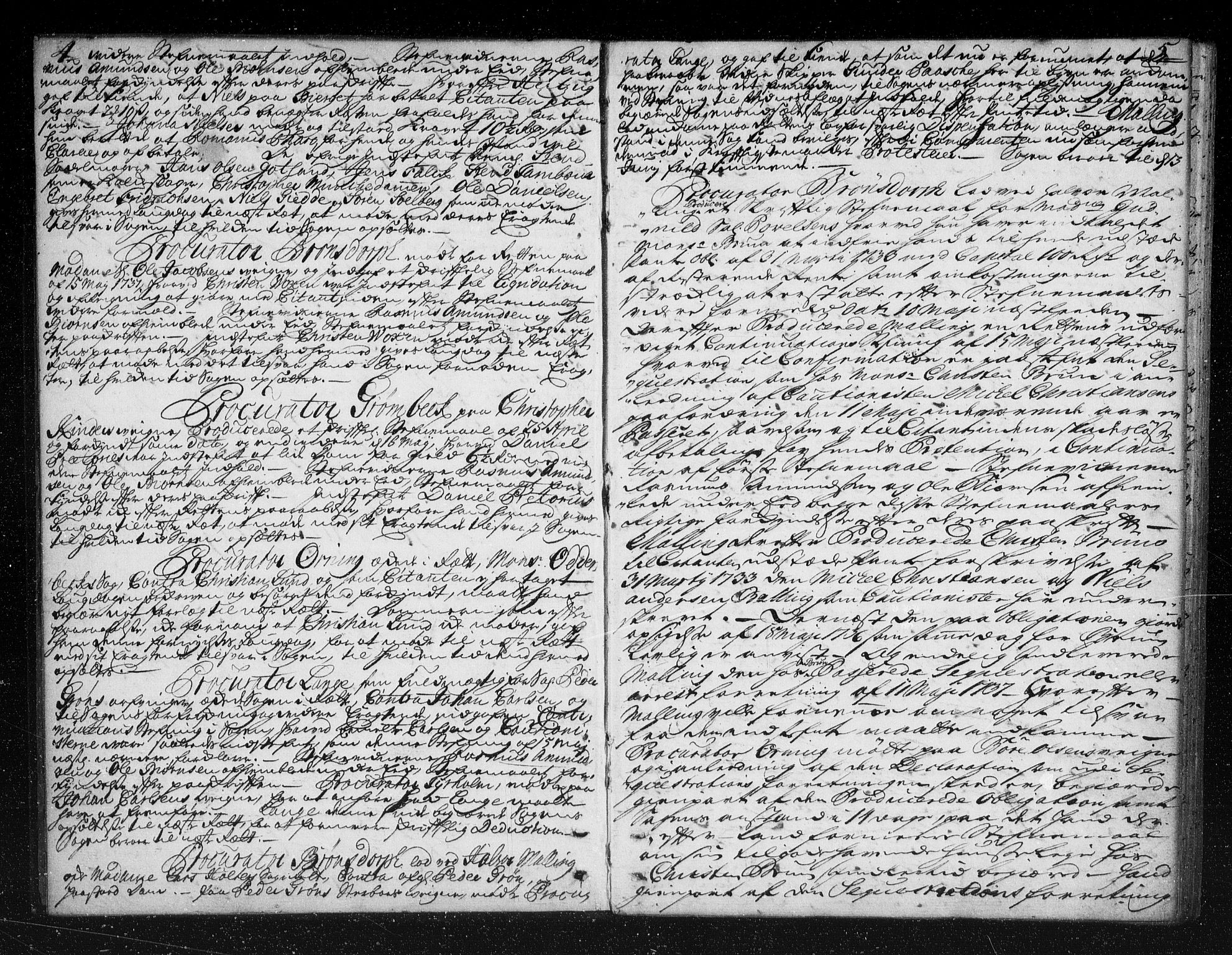 Christiania byfogd, AV/SAO-A-11543/F/Fb/L0051: Tingbok, 1737-1738, s. 4-5