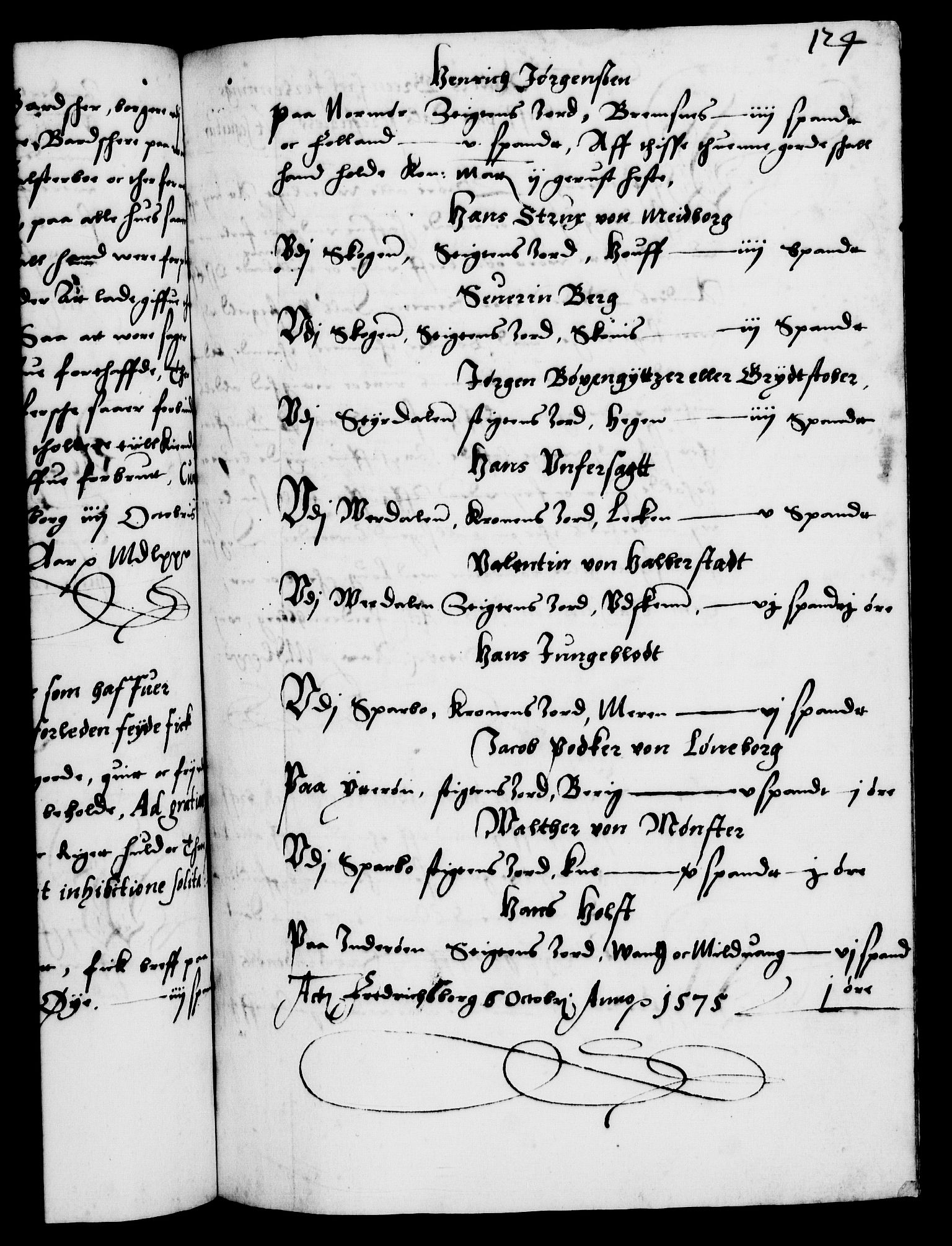 Danske Kanselli 1572-1799, AV/RA-EA-3023/F/Fc/Fca/Fcaa/L0001: Norske registre (mikrofilm), 1572-1588, s. 124a