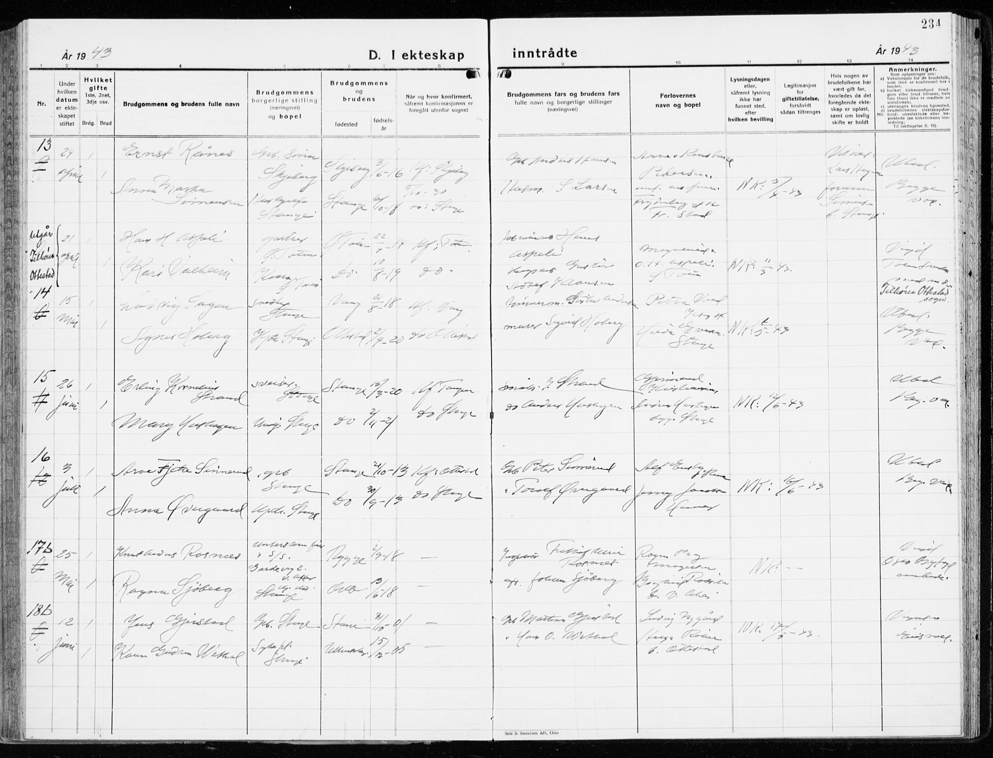 Stange prestekontor, AV/SAH-PREST-002/K/L0027: Ministerialbok nr. 27, 1937-1947, s. 234