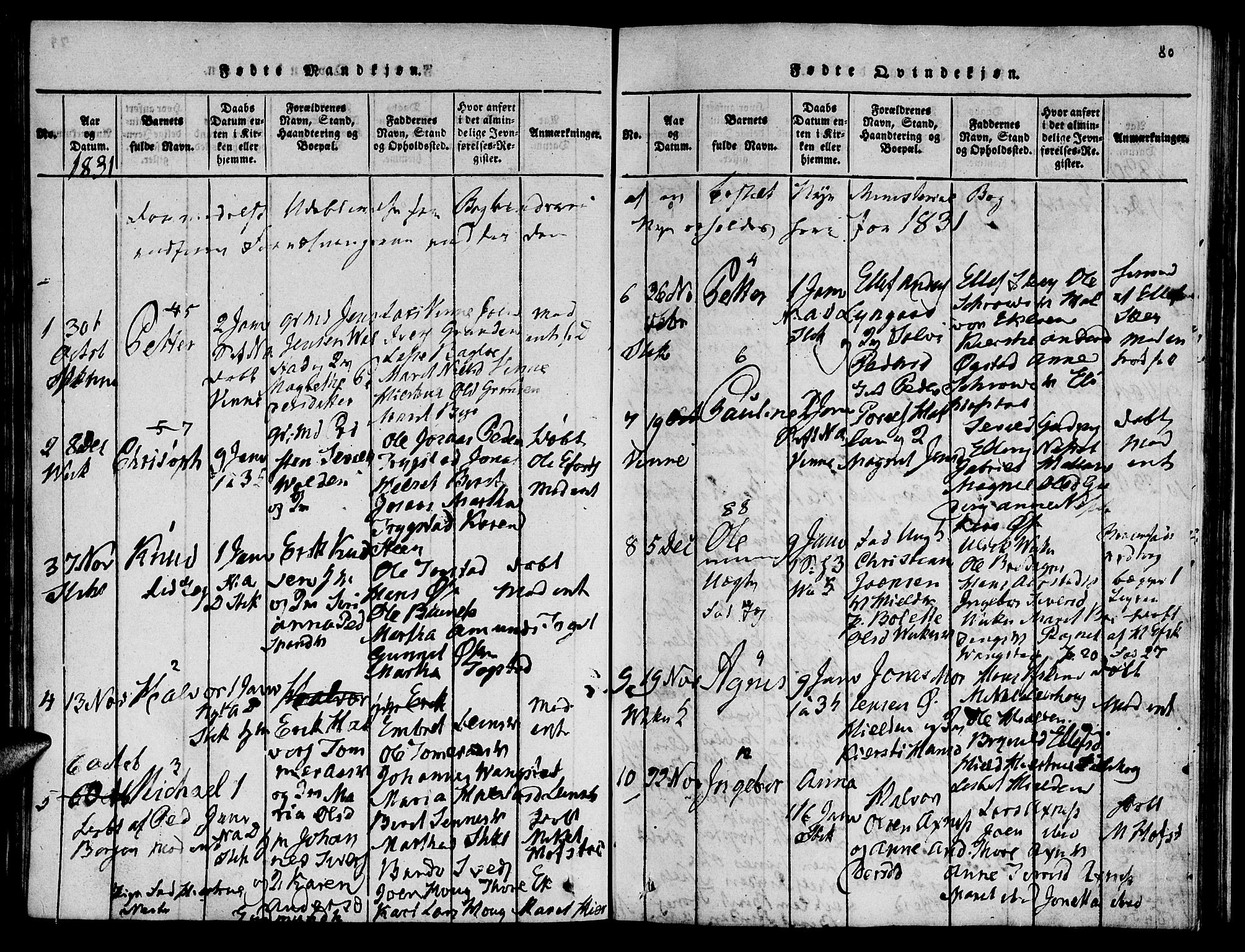 Ministerialprotokoller, klokkerbøker og fødselsregistre - Nord-Trøndelag, SAT/A-1458/723/L0251: Klokkerbok nr. 723C01 /1, 1816-1831, s. 80