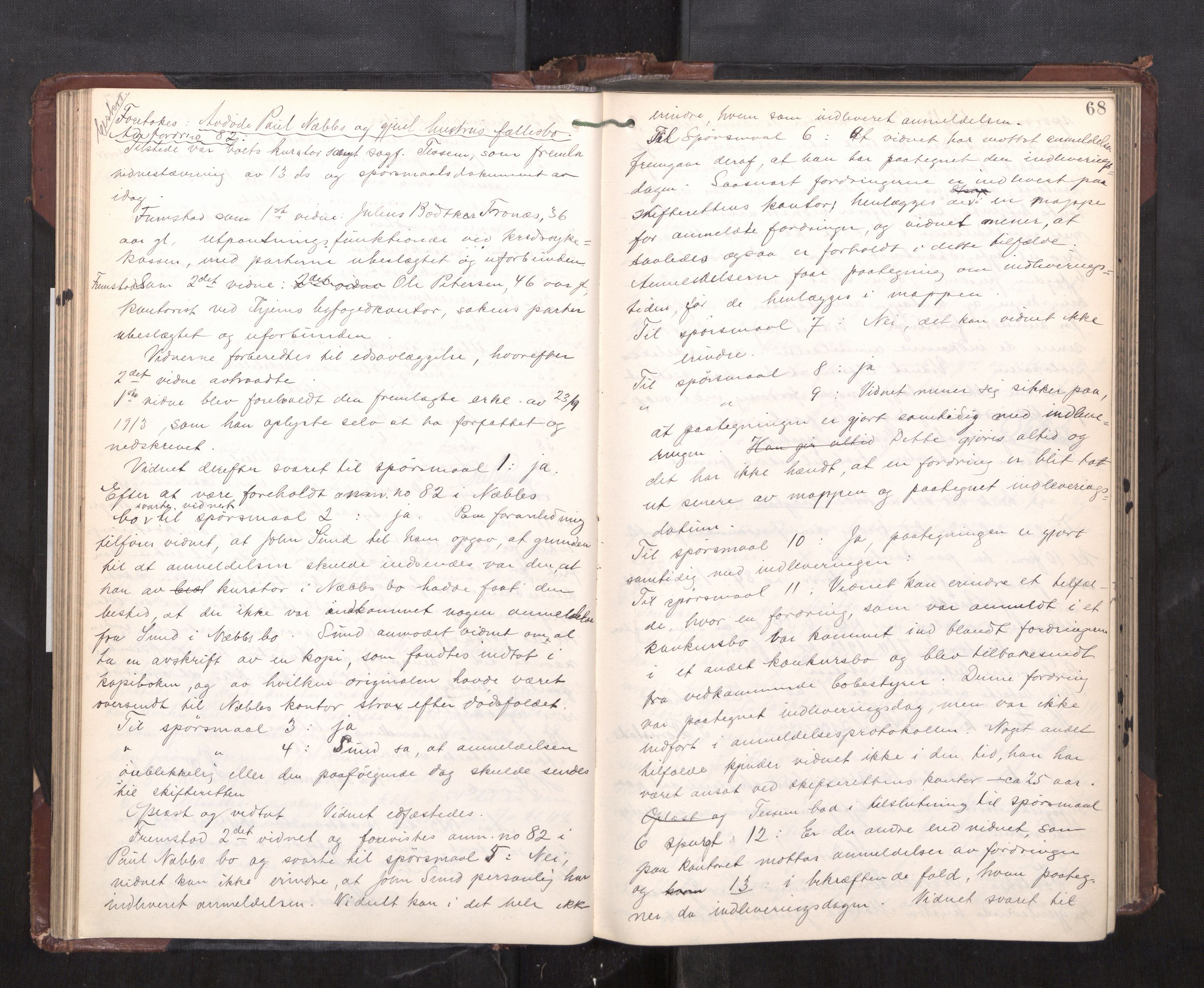 Trondheim byfogd, AV/SAT-A-0003/1/3/3C/L0028: Skifteregistreringsprotokoll - 17/1-29/1. (u/ register), 1913-1917, s. 68