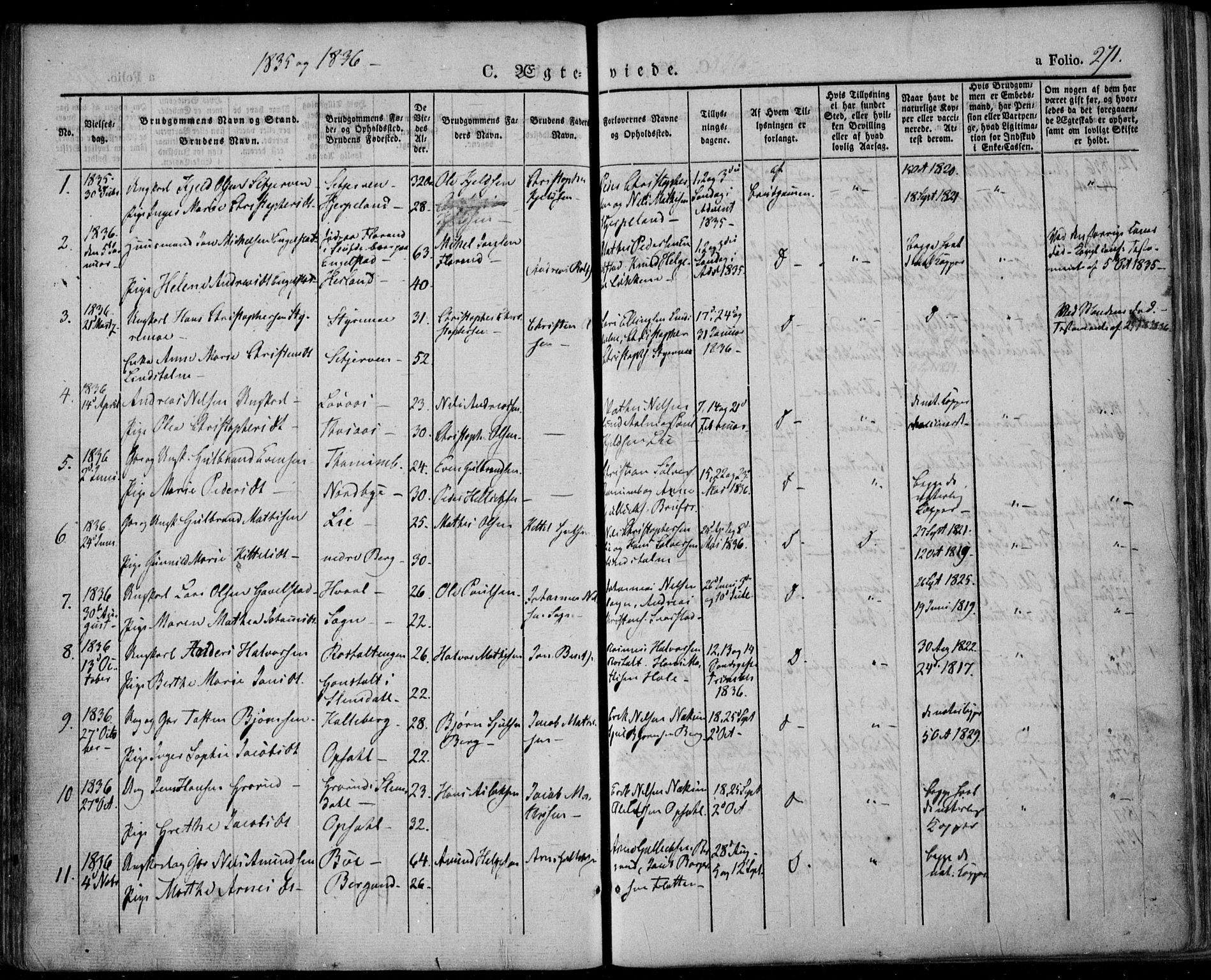 Lardal kirkebøker, AV/SAKO-A-350/F/Fa/L0006: Ministerialbok nr. I 6, 1835-1860, s. 271