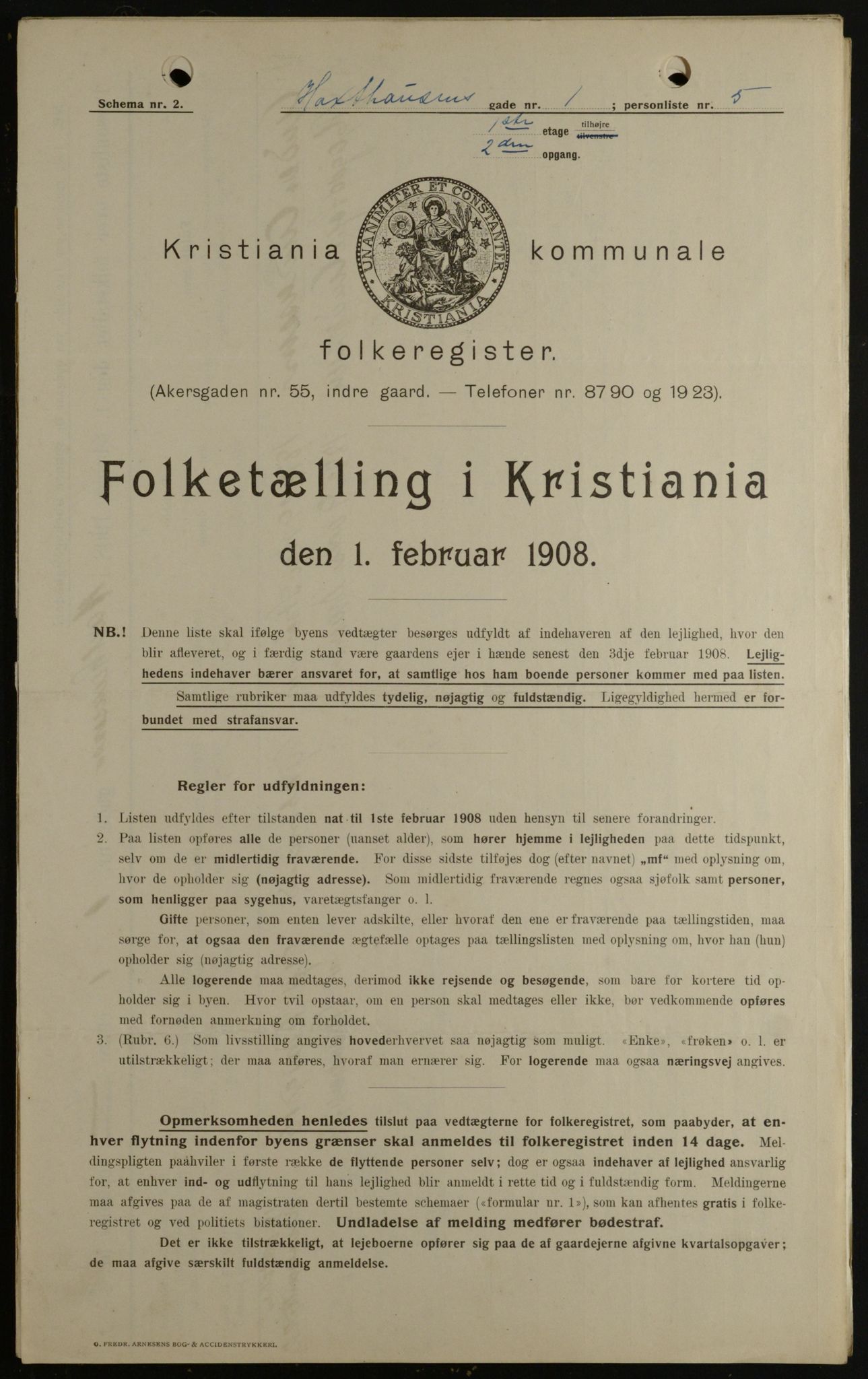 OBA, Kommunal folketelling 1.2.1908 for Kristiania kjøpstad, 1908, s. 32018