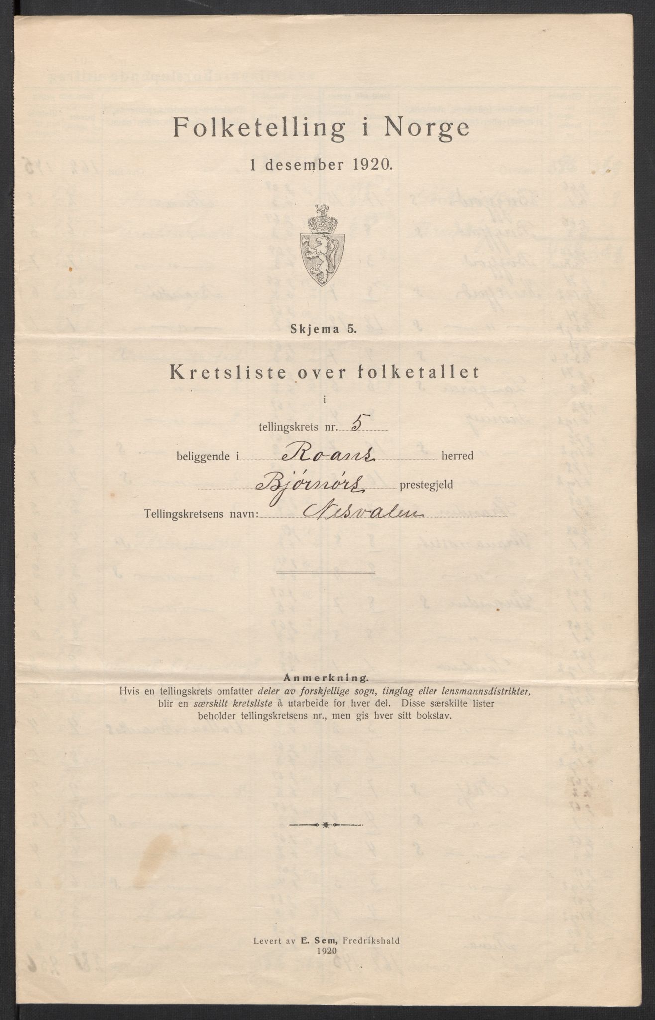 SAT, Folketelling 1920 for 1632 Roan herred, 1920, s. 19