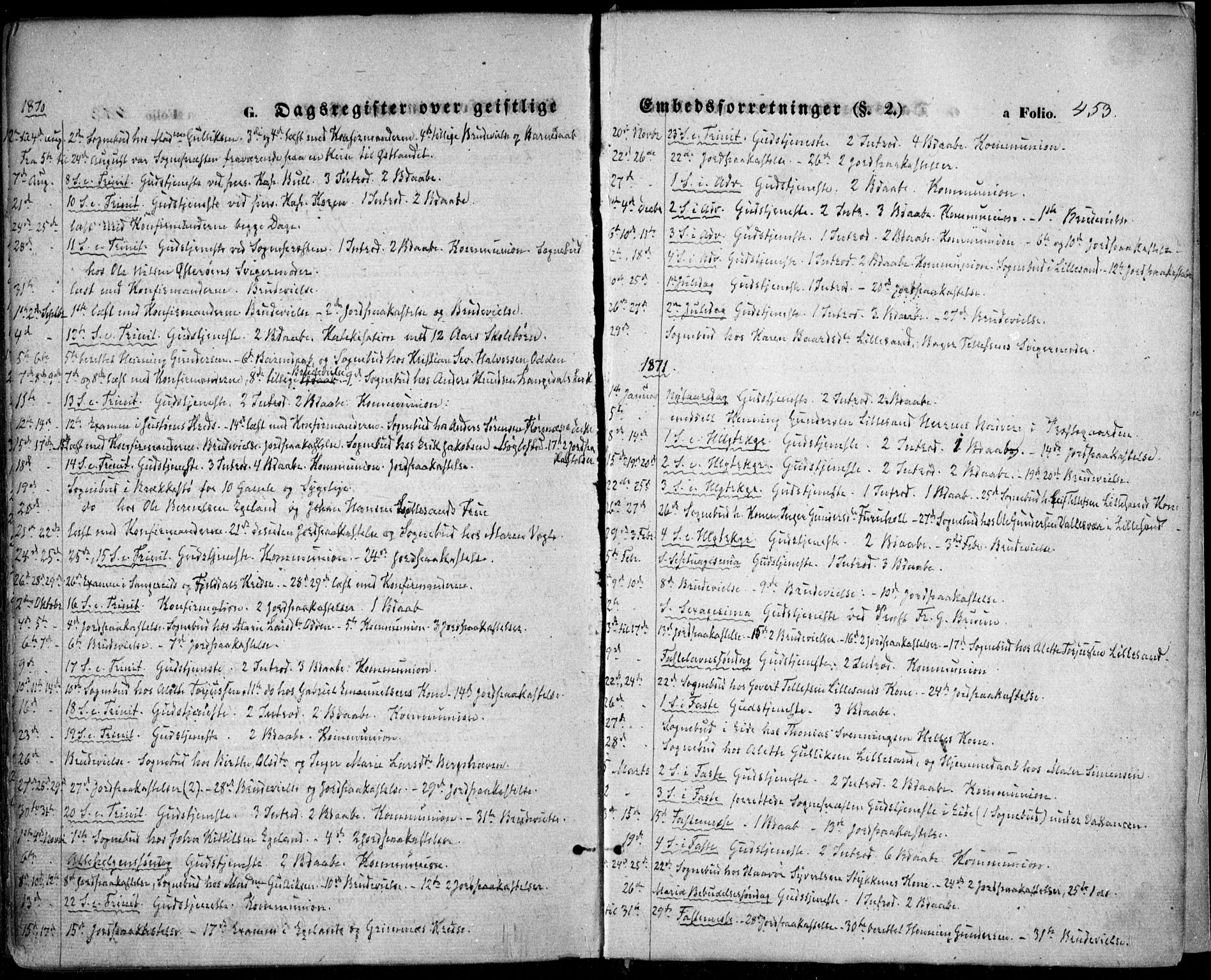 Vestre Moland sokneprestkontor, AV/SAK-1111-0046/F/Fa/Fab/L0007: Ministerialbok nr. A 7, 1859-1872, s. 453