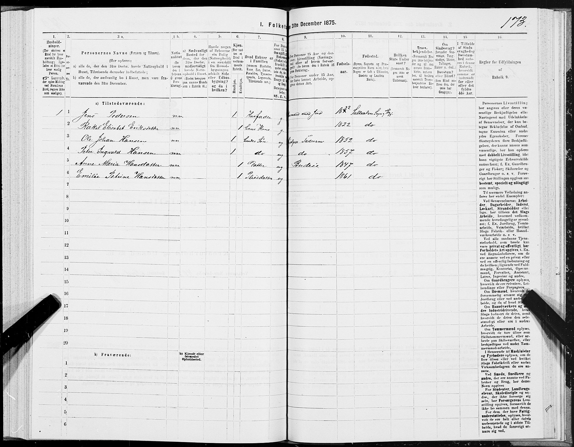 SAT, Folketelling 1875 for 1840P Saltdal prestegjeld, 1875, s. 2173