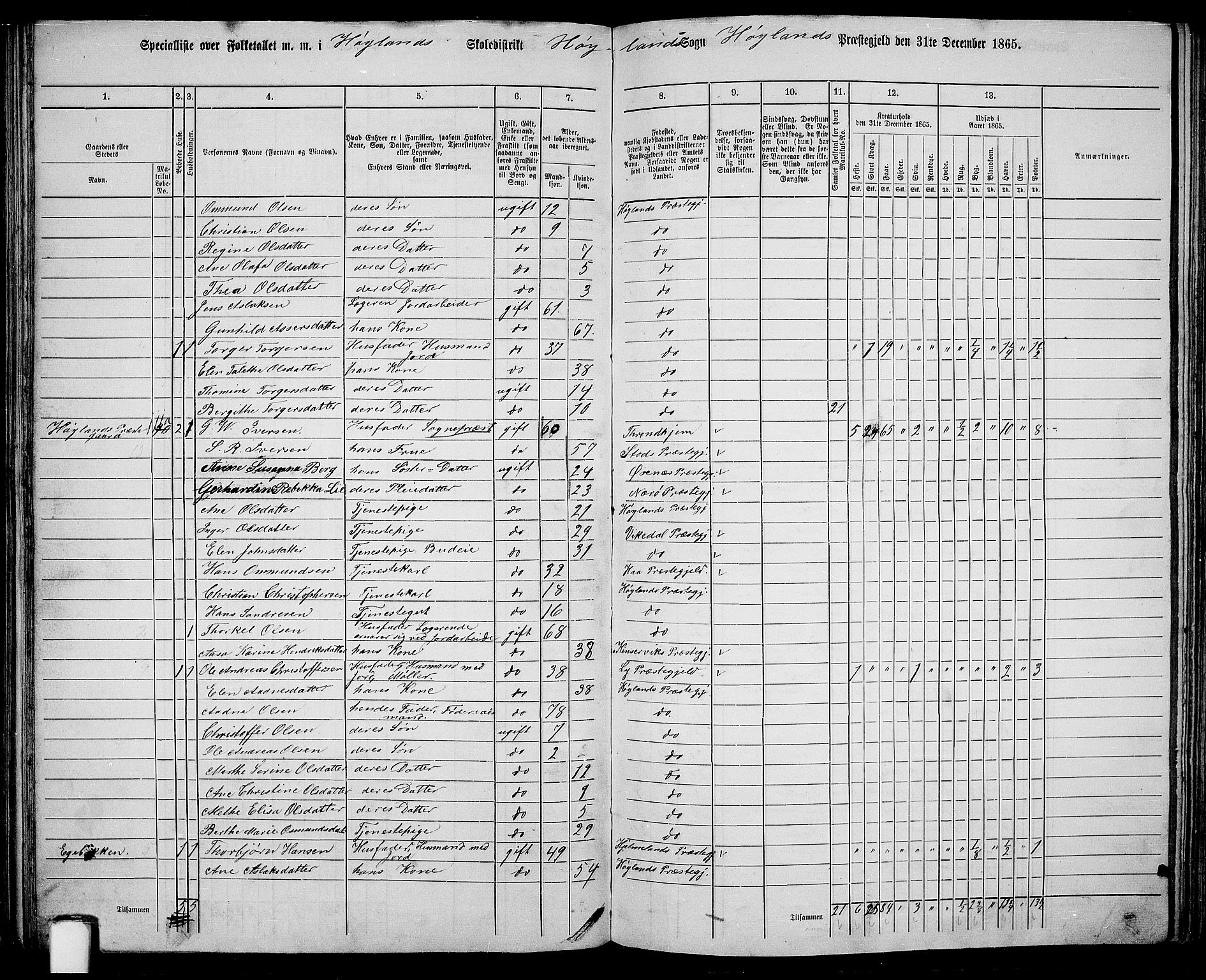 RA, Folketelling 1865 for 1123P Høyland prestegjeld, 1865, s. 66