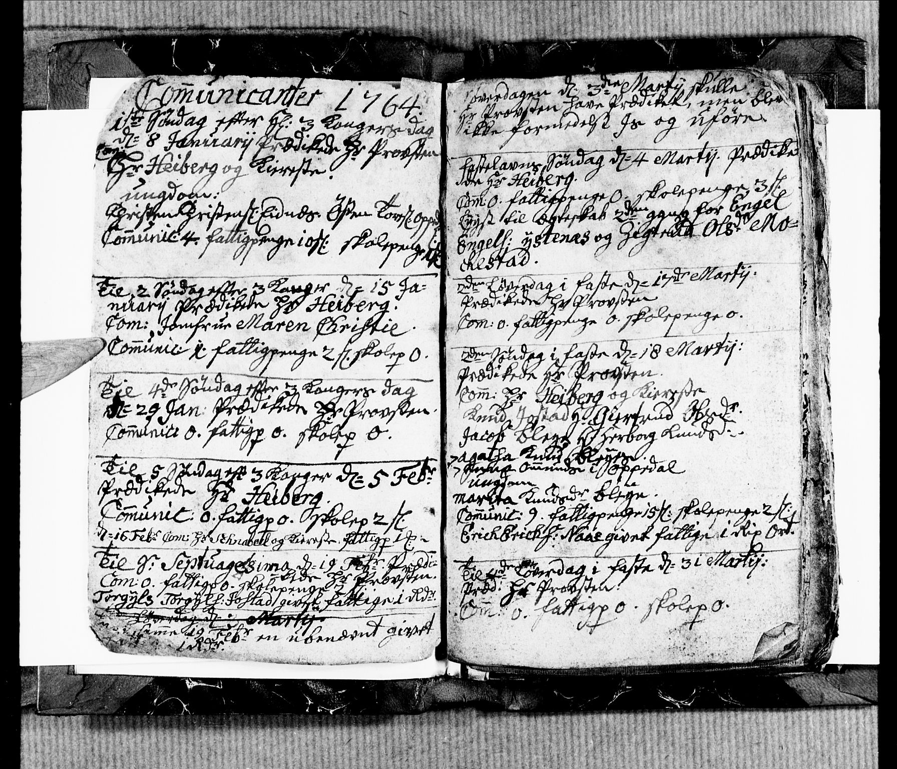 Ullensvang sokneprestembete, SAB/A-78701/H/Hab: Klokkerbok nr. B 1, 1764-1766, s. 1-2