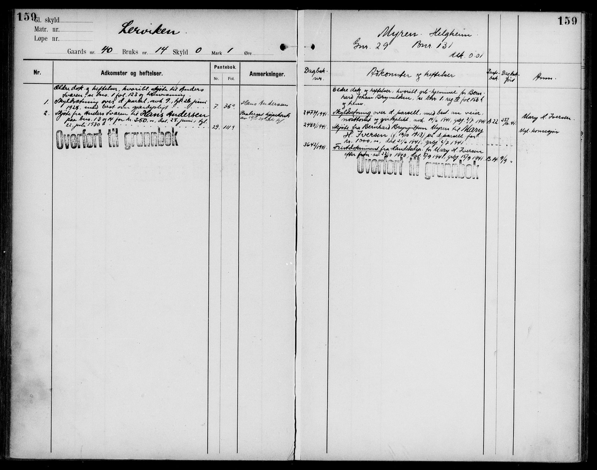 Midhordland sorenskriveri, AV/SAB-A-3001/1/G/Ga/Gab/L0108: Panteregister nr. II.A.b.108, s. 159