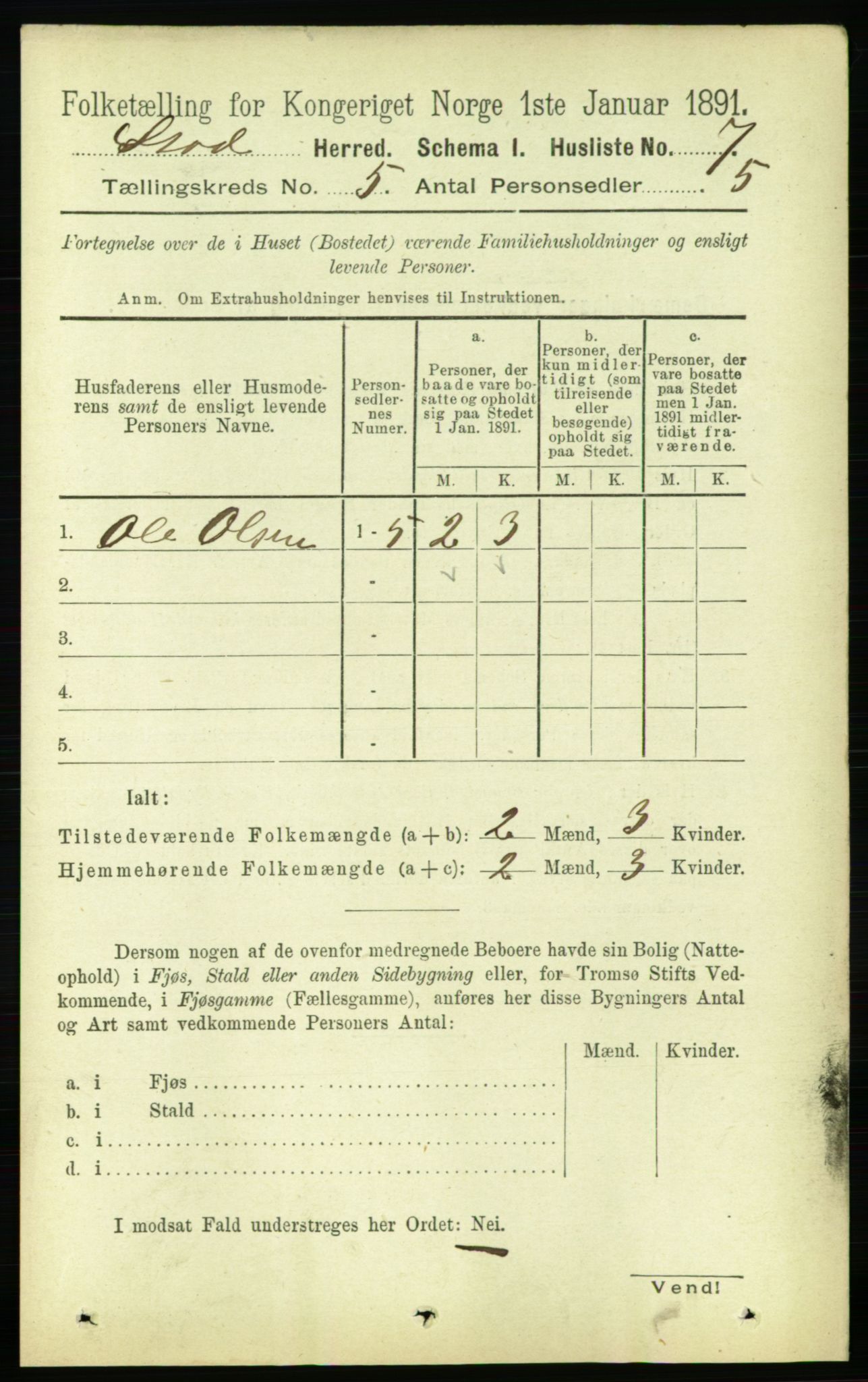 RA, Folketelling 1891 for 1734 Stod herred, 1891, s. 2289